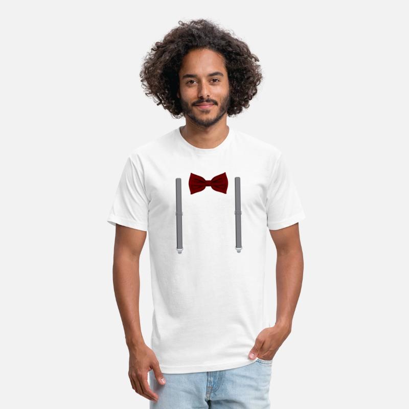 Funny Red Bow Tie with Gray Suspenders Perfect