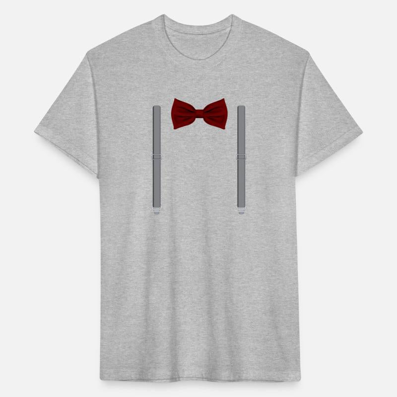 Funny Red Bow Tie with Gray Suspenders Perfect