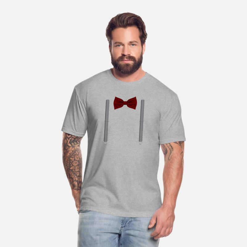Funny Red Bow Tie with Gray Suspenders Perfect