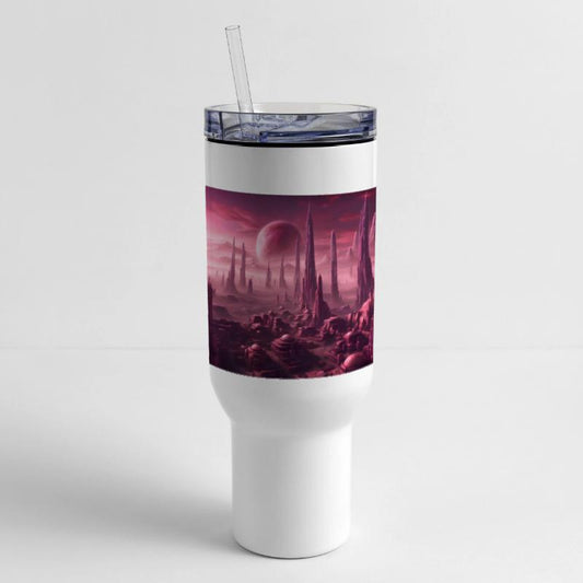 Futuristic Alien Skyline in Pink Hues