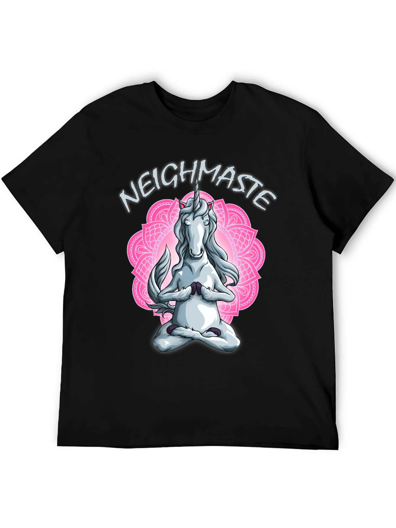 Unicorn Neighmaste Yoga Black T-Shirt
