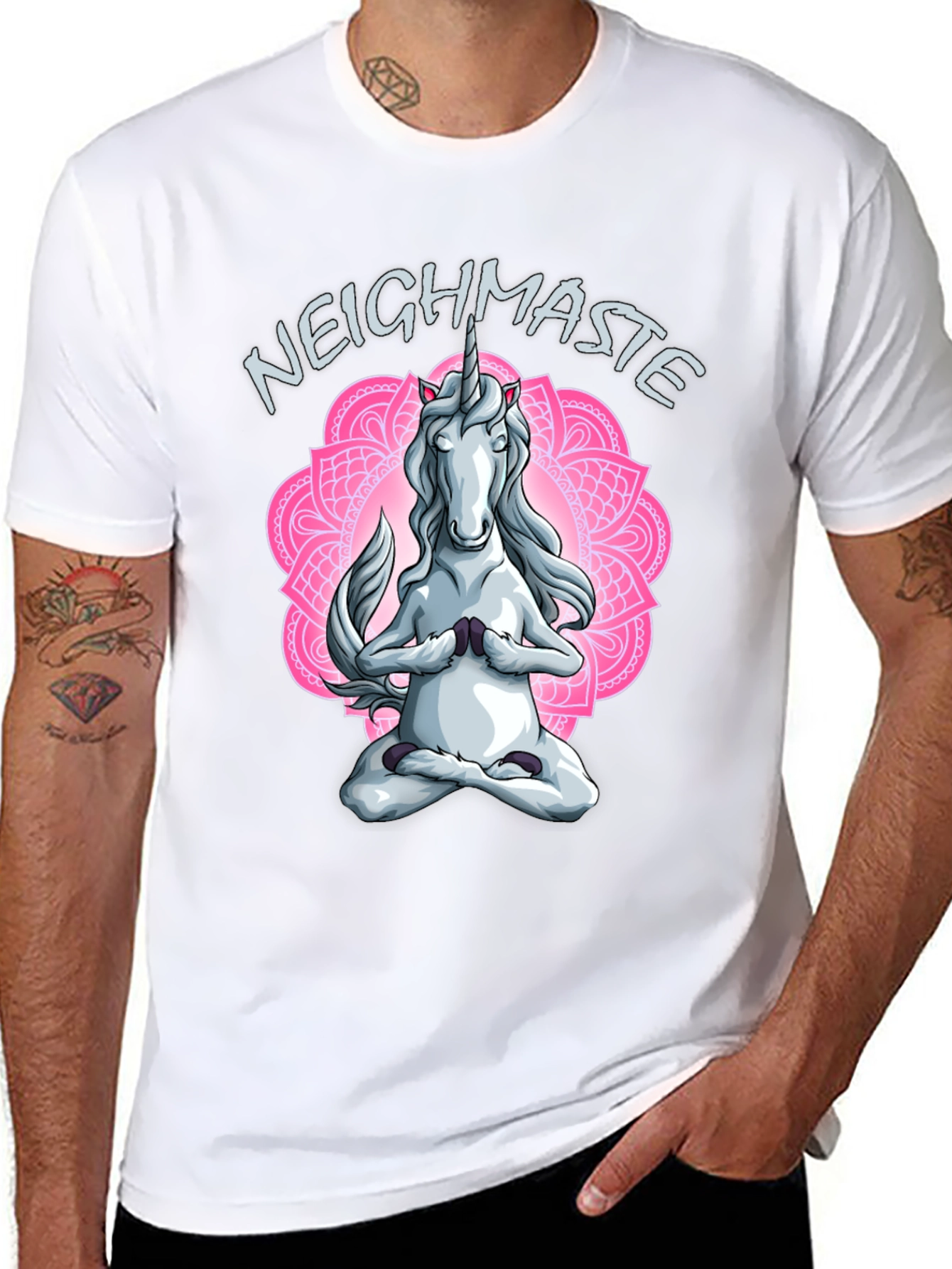 Unicorn Neighmaste Yoga Black T-Shirt