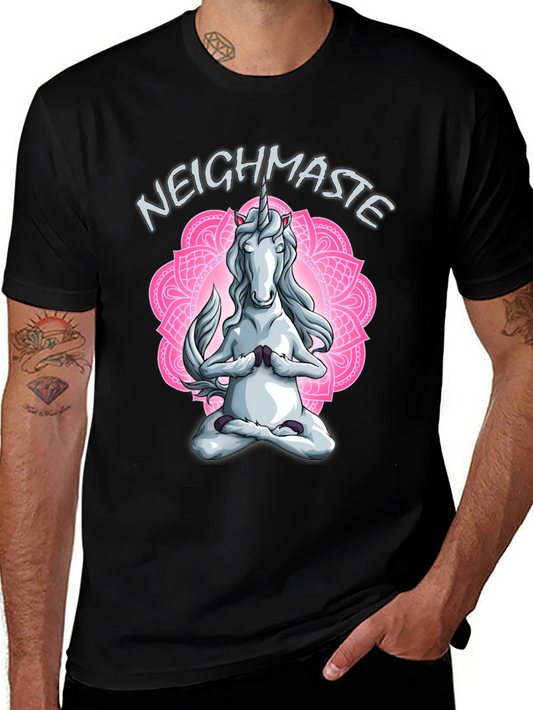 Unicorn Neighmaste Yoga Black T-Shirt