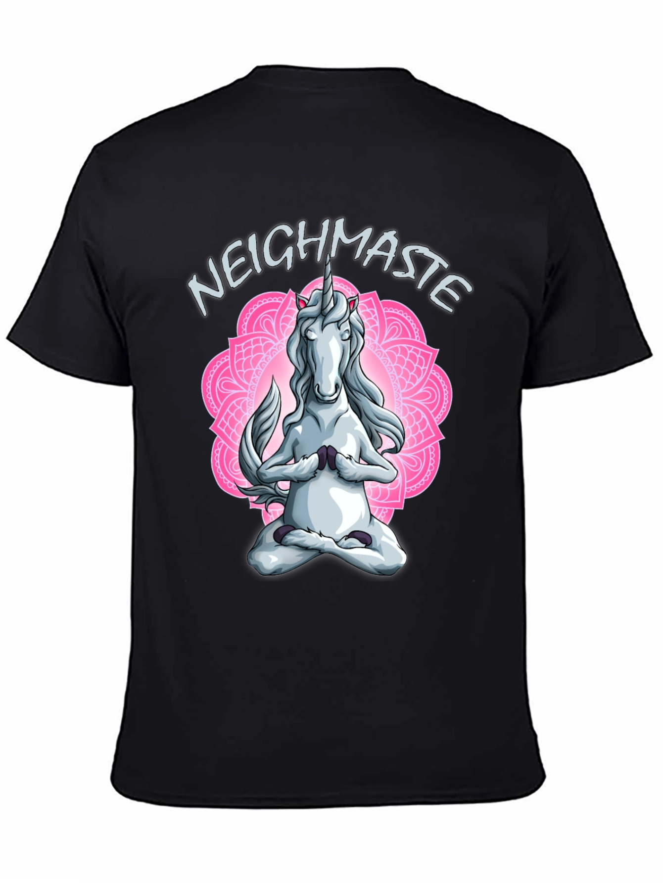 Unicorn Neighmaste Yoga Black T-Shirt