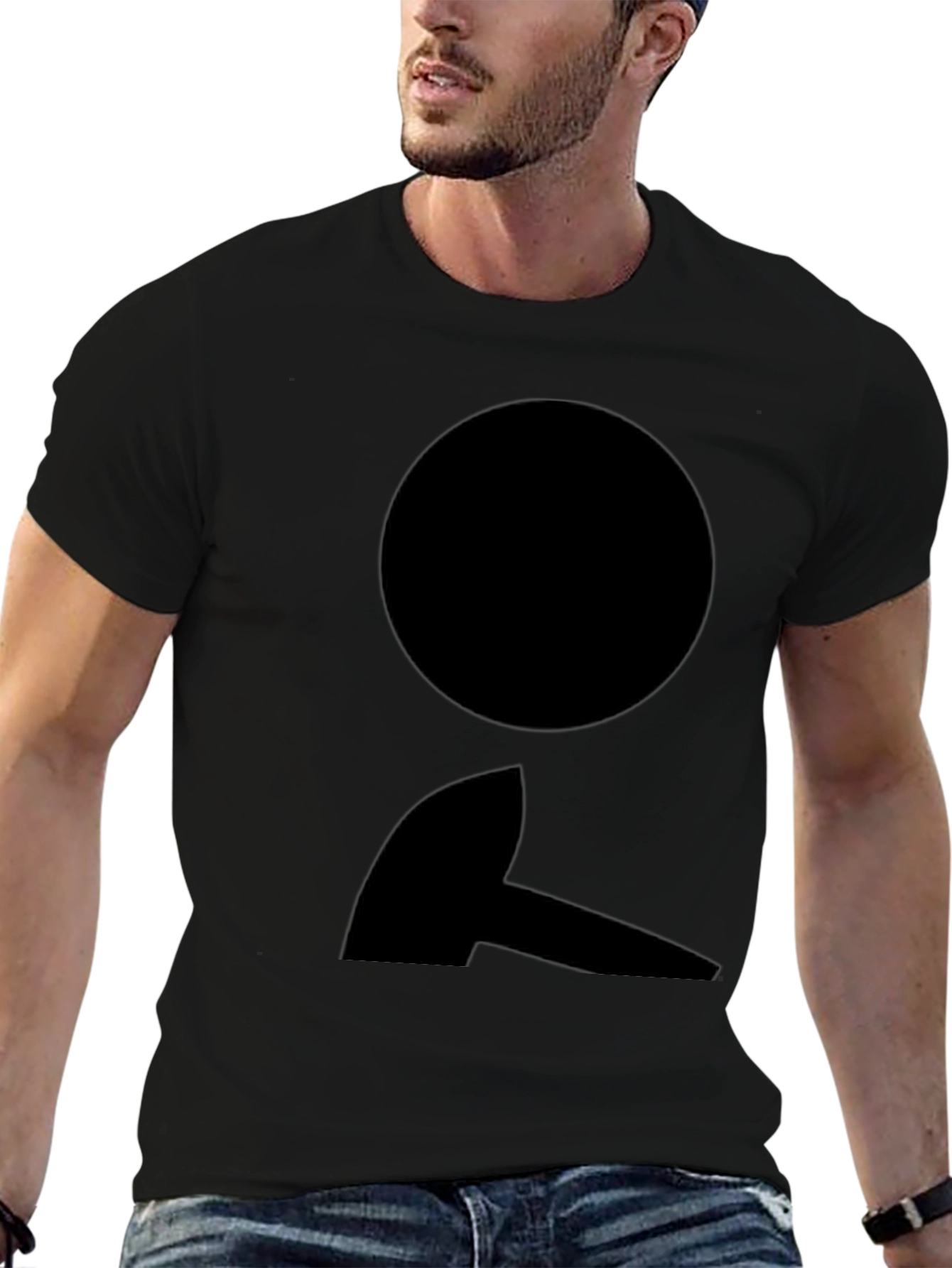 Black T-Shirt with Abstract Circle and Shape Design