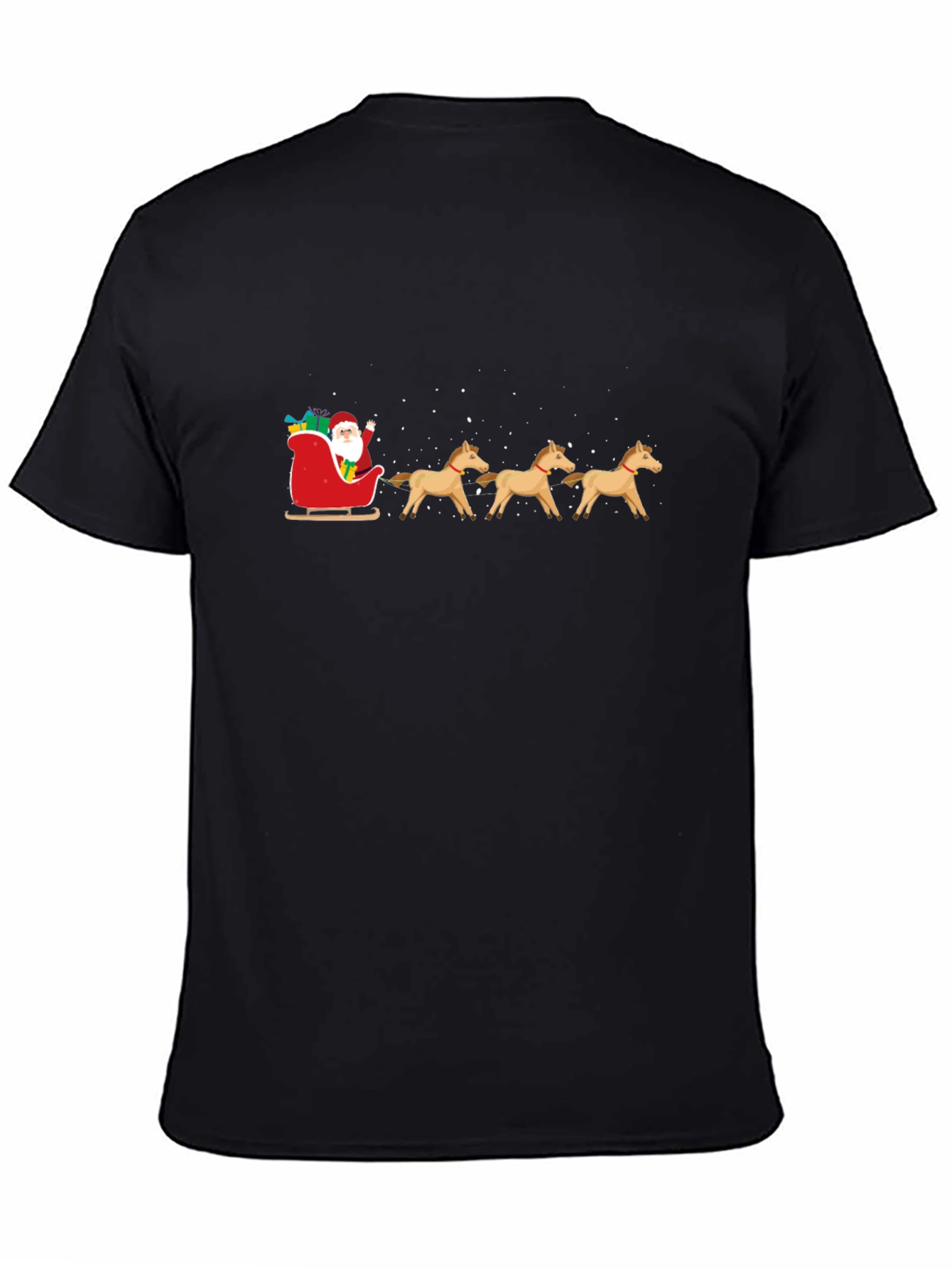 Santa Horse Sleigh Black T-Shirt
