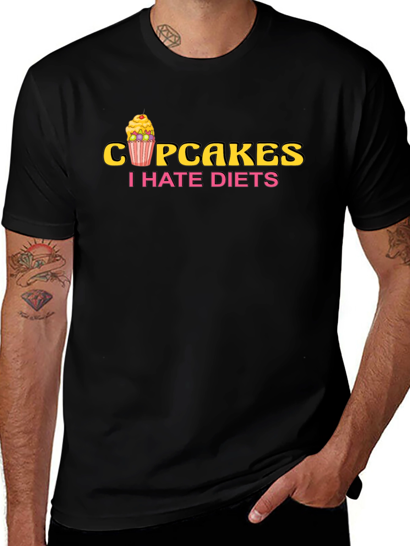 Cupcakes I Hate Diets T-Shirt - Funny Foodie Tee