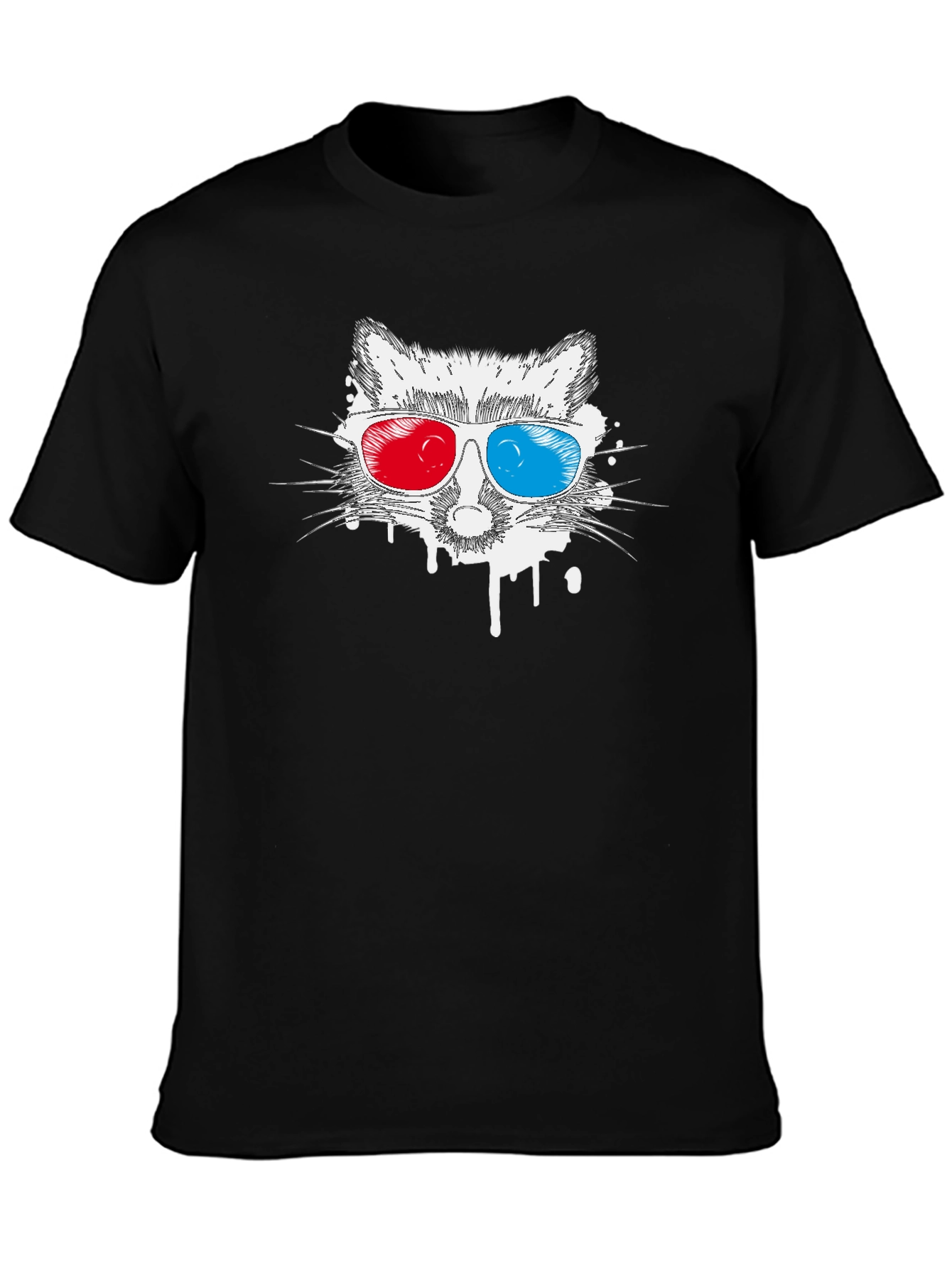 Cool Raccoon 3D Glasses Graphic T-Shirt