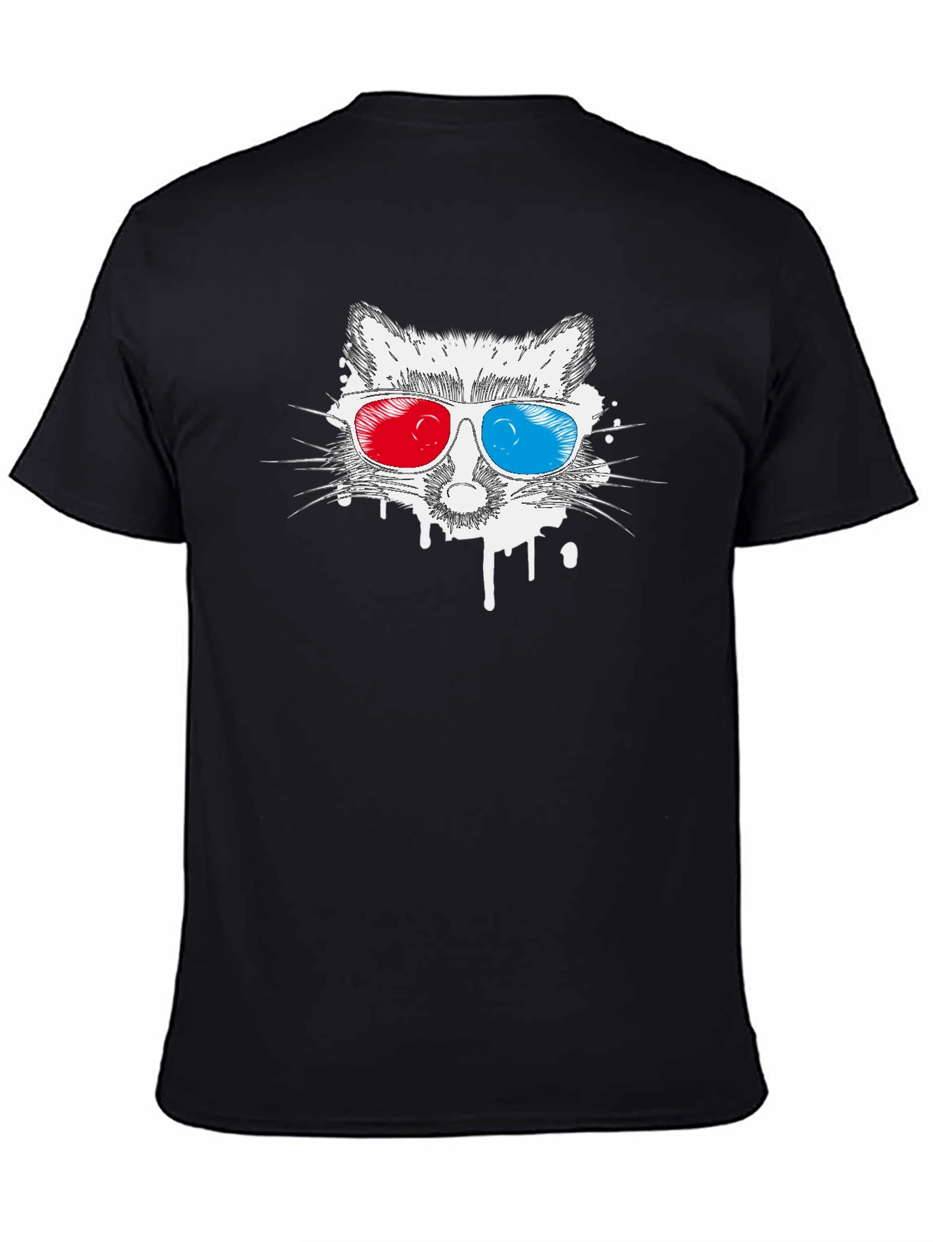 Cool Raccoon 3D Glasses Graphic T-Shirt