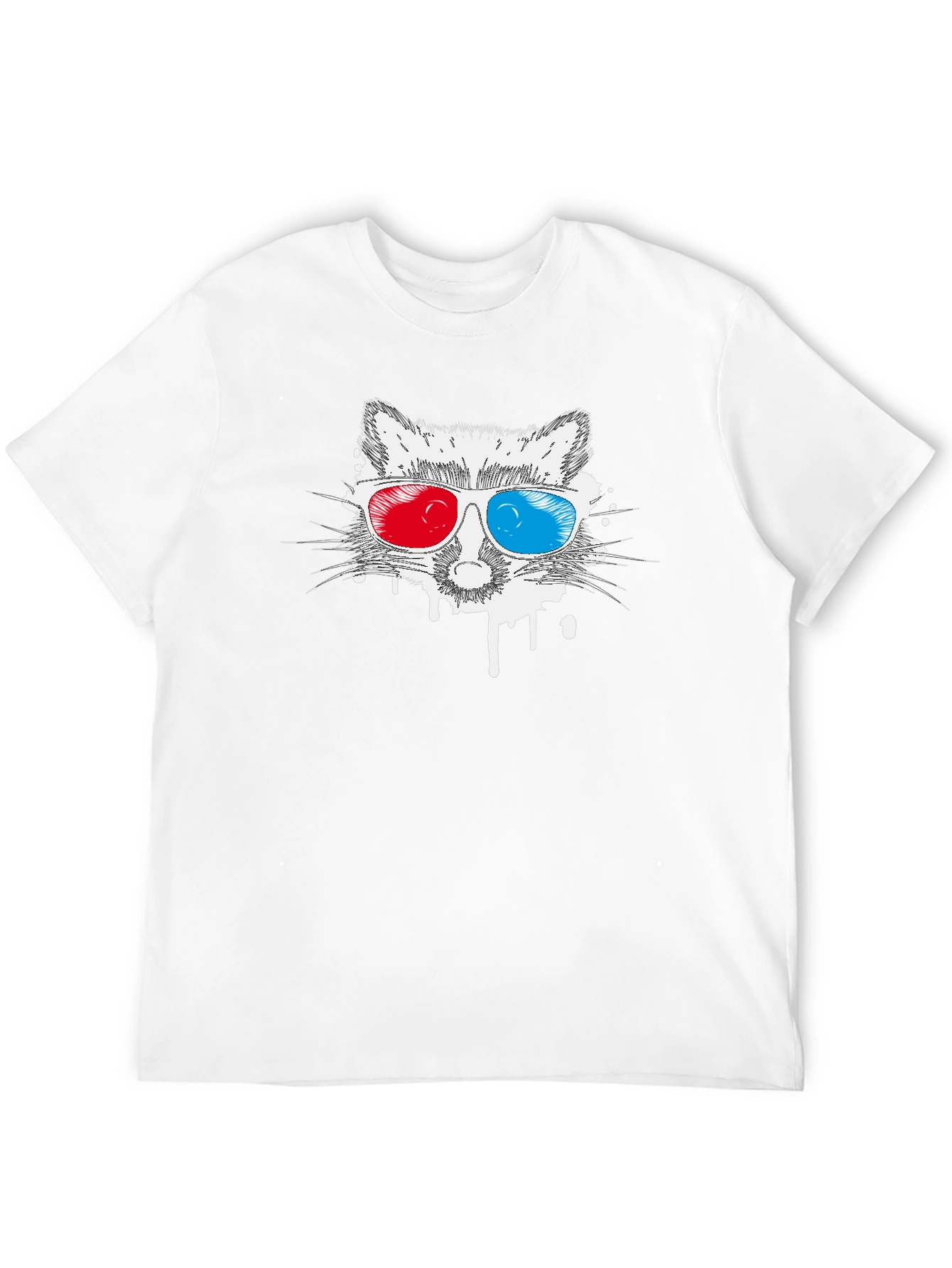 Cool Raccoon 3D Glasses Graphic T-Shirt