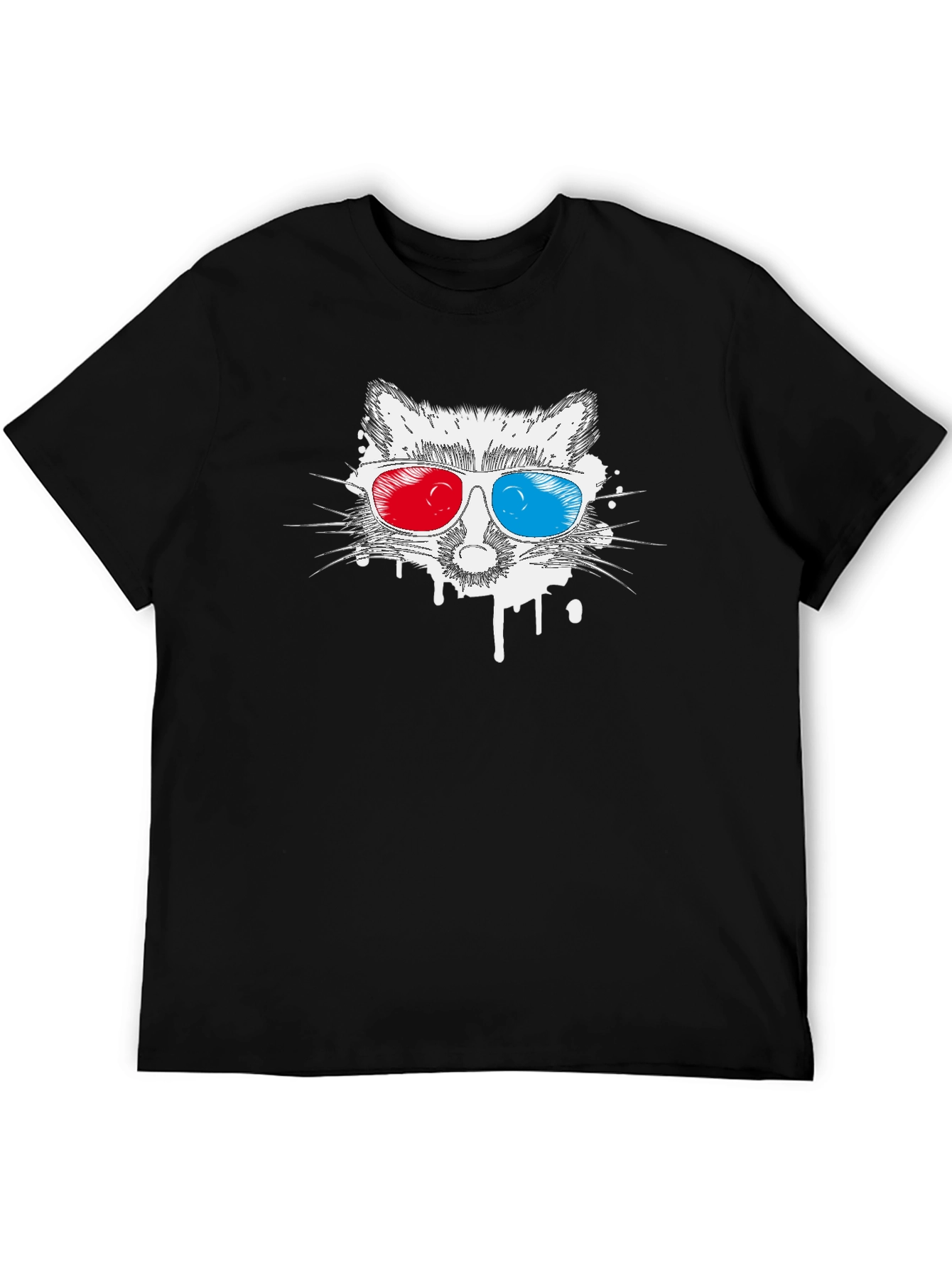 Cool Raccoon 3D Glasses Graphic T-Shirt