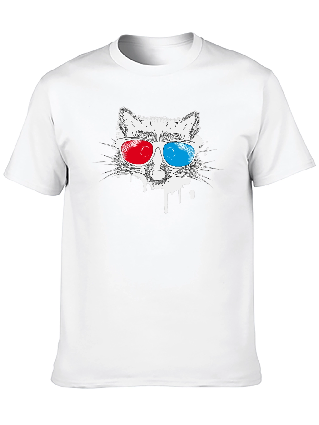 Cool Raccoon 3D Glasses Graphic T-Shirt