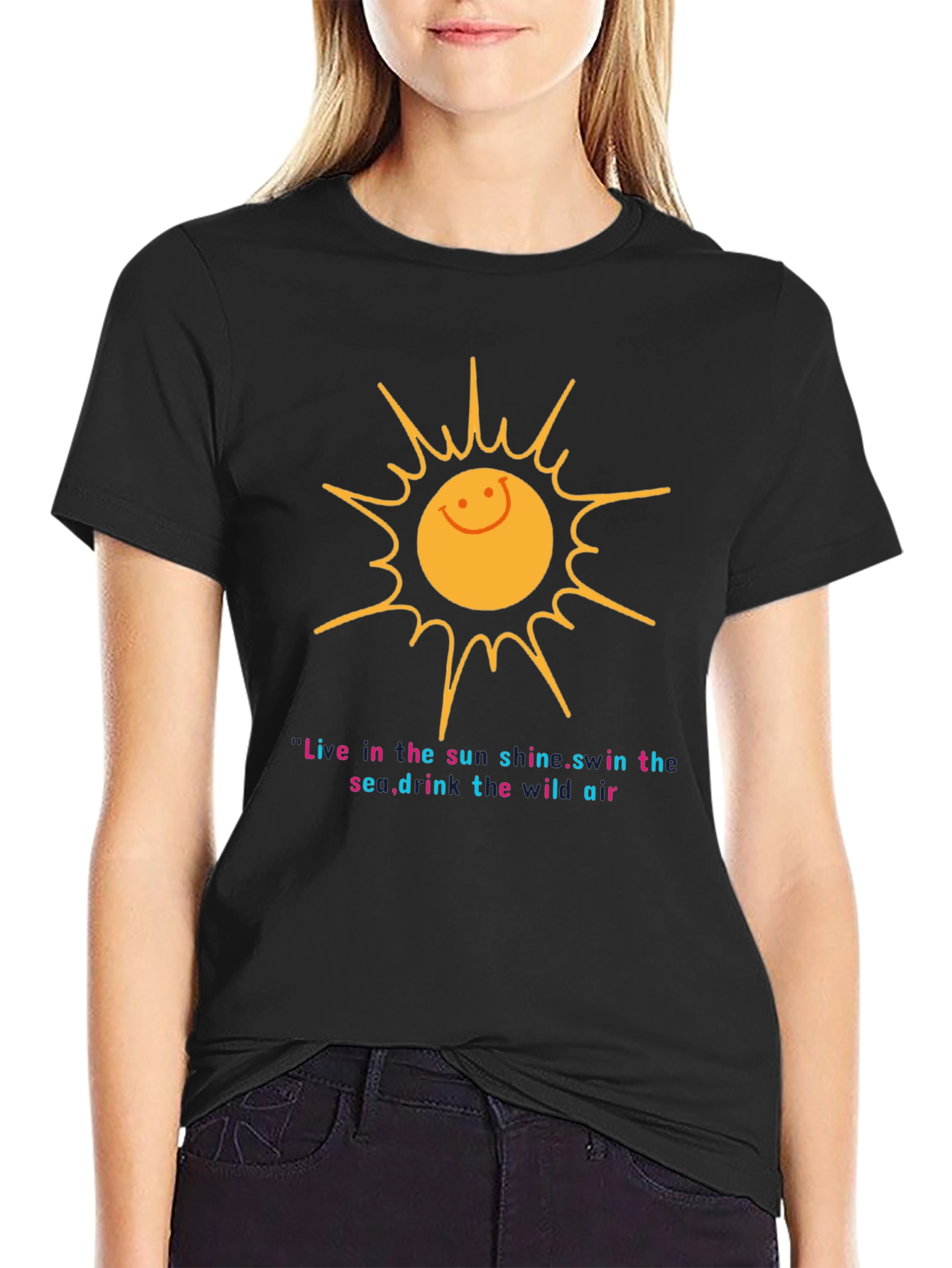Smiling Sun Graphic T-Shirt - Unisex Black Tee