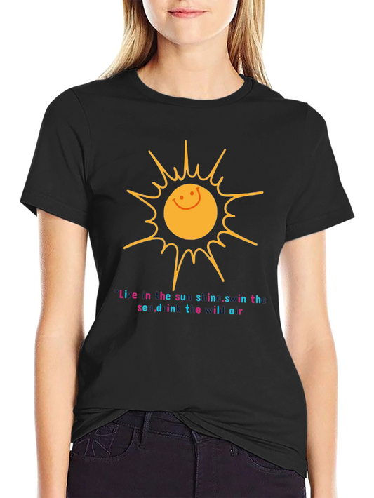 Smiling Sun Graphic T-Shirt - Unisex Black Tee