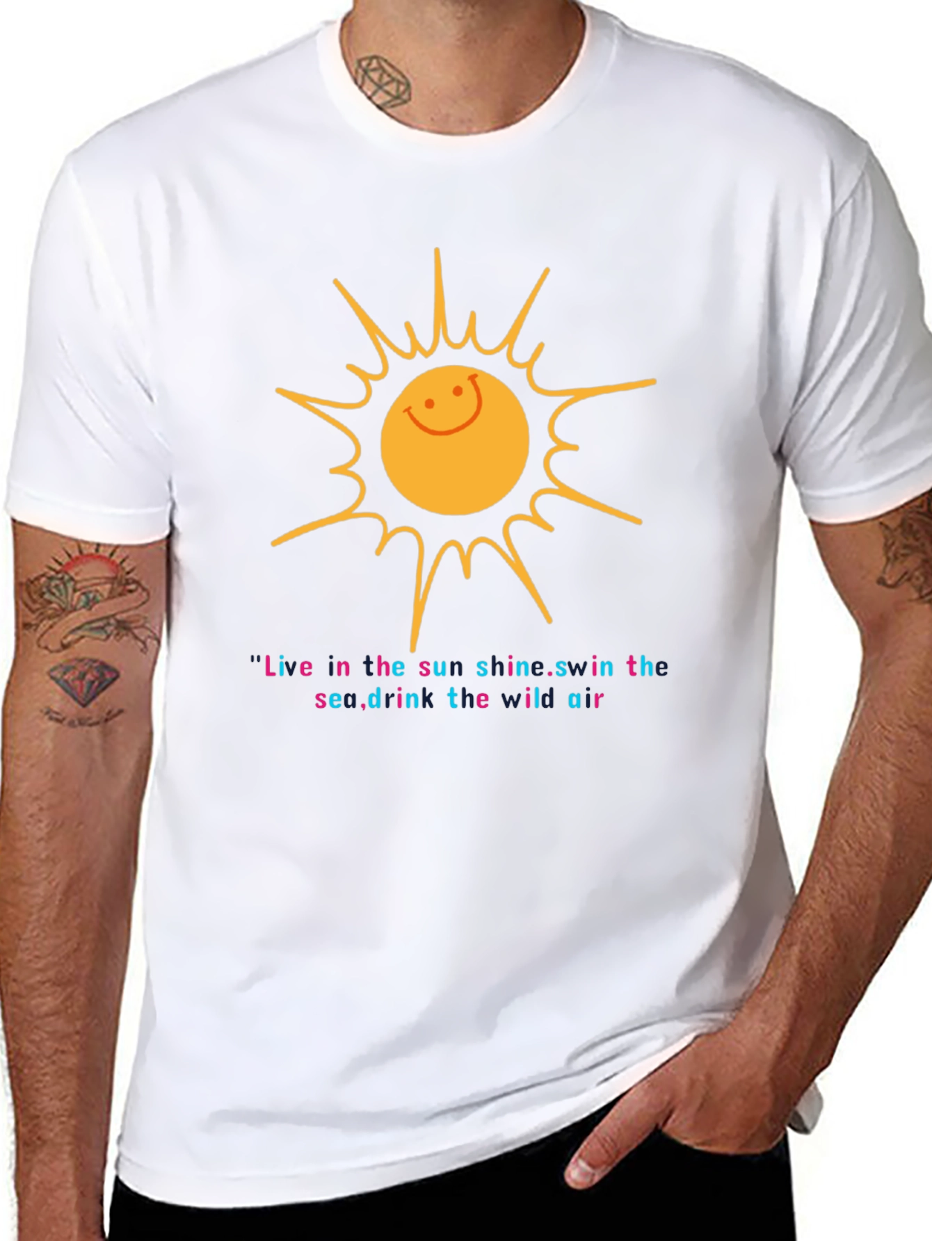 Smiling Sun Graphic T-Shirt - Unisex Black Tee