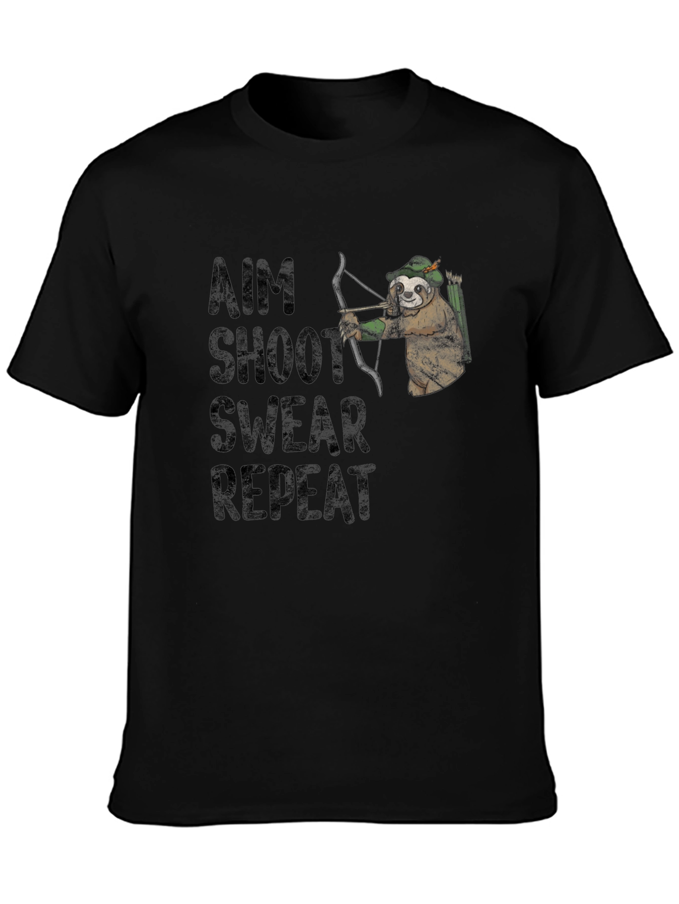 Aim Shoot Swear Repeat Sloth Archer Graphic Tee