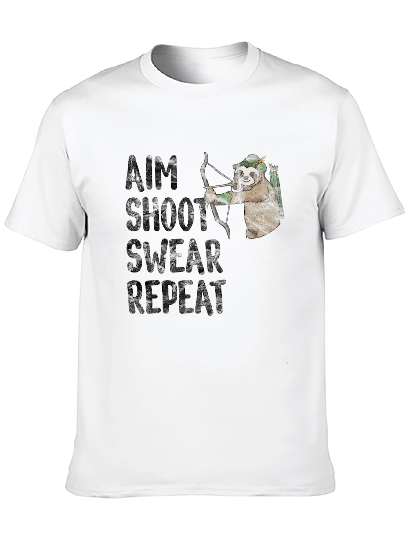 Aim Shoot Swear Repeat Sloth Archer Graphic Tee