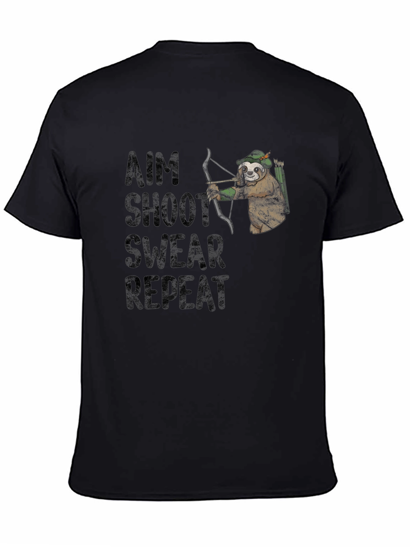 Aim Shoot Swear Repeat Sloth Archer Graphic Tee