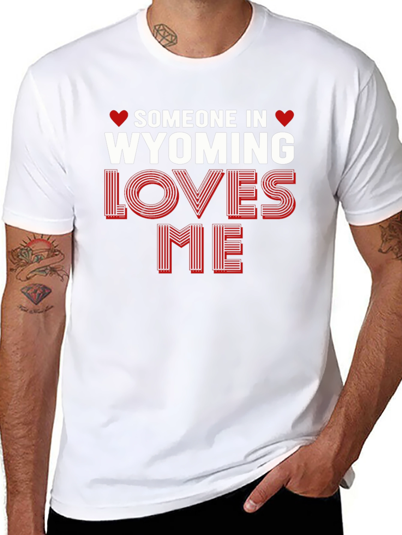 Wyoming Loves Me Graphic Tee - Novelty Shirt