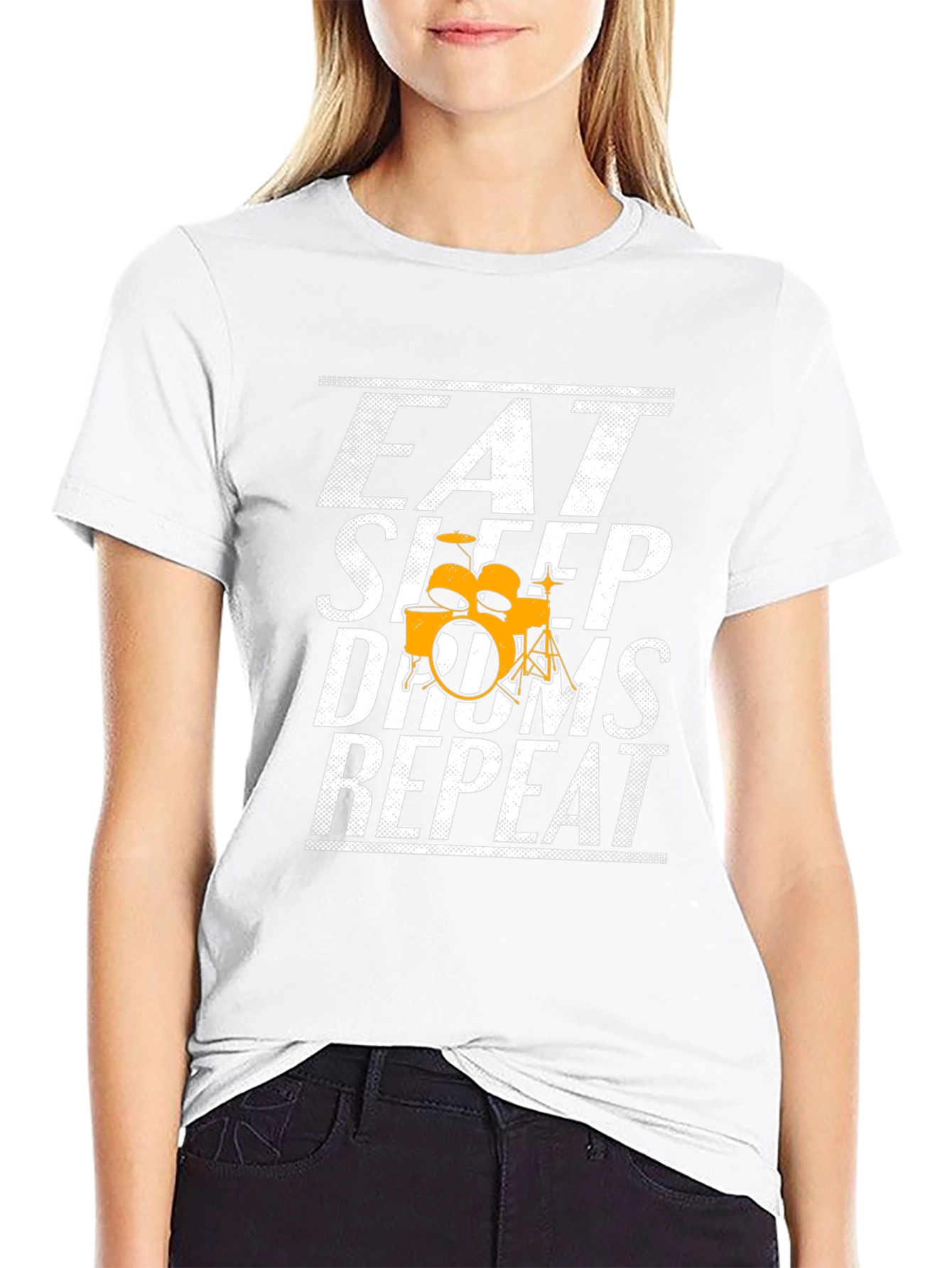 Eat Sleep Drums Repeat Black Graphic Tee