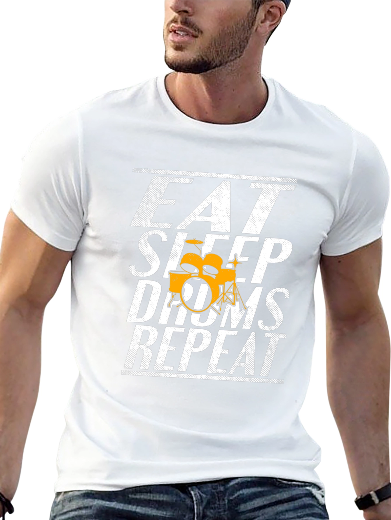 Eat Sleep Drums Repeat Black Graphic Tee
