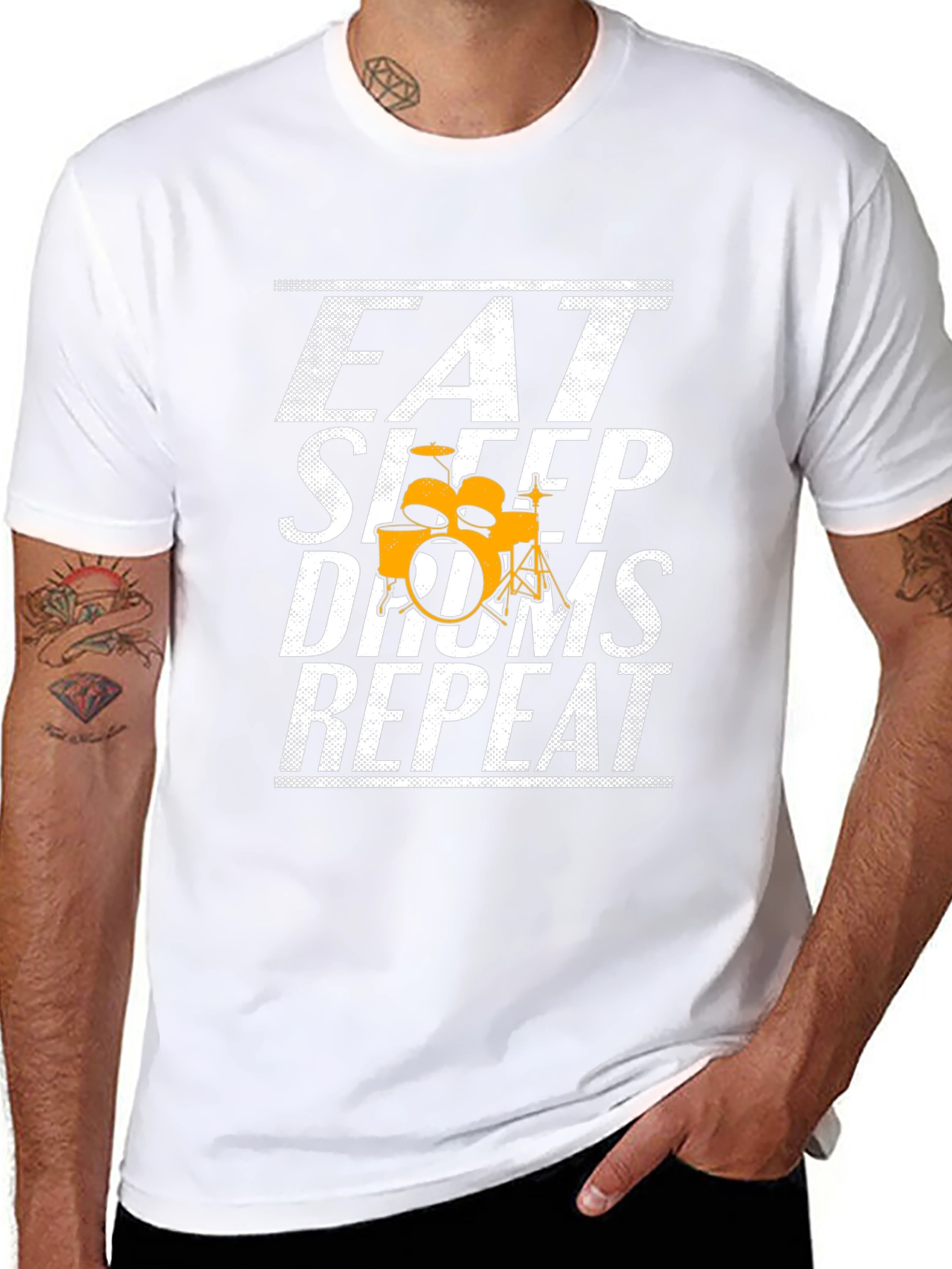Eat Sleep Drums Repeat Black Graphic Tee