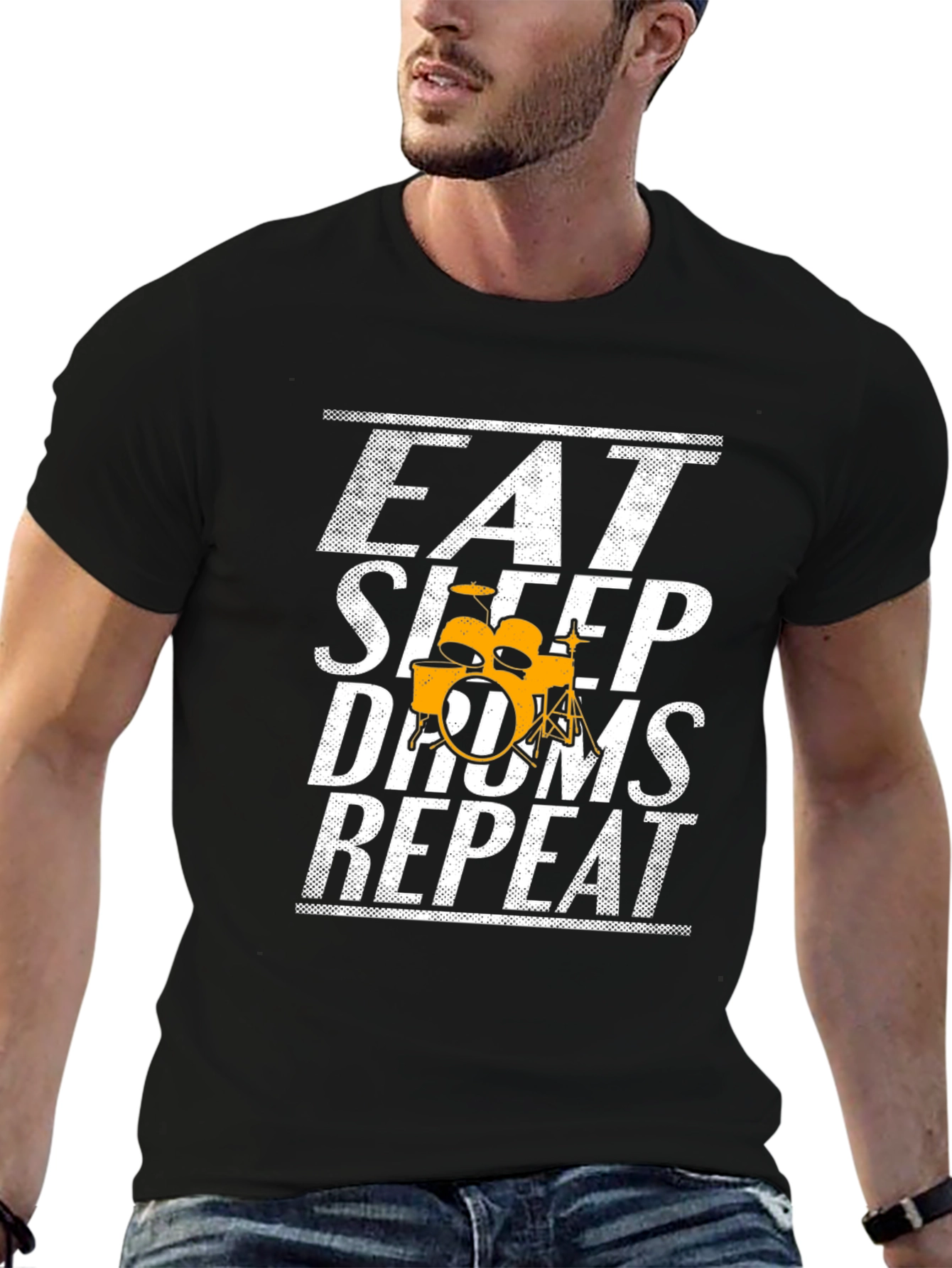 Eat Sleep Drums Repeat Black Graphic Tee