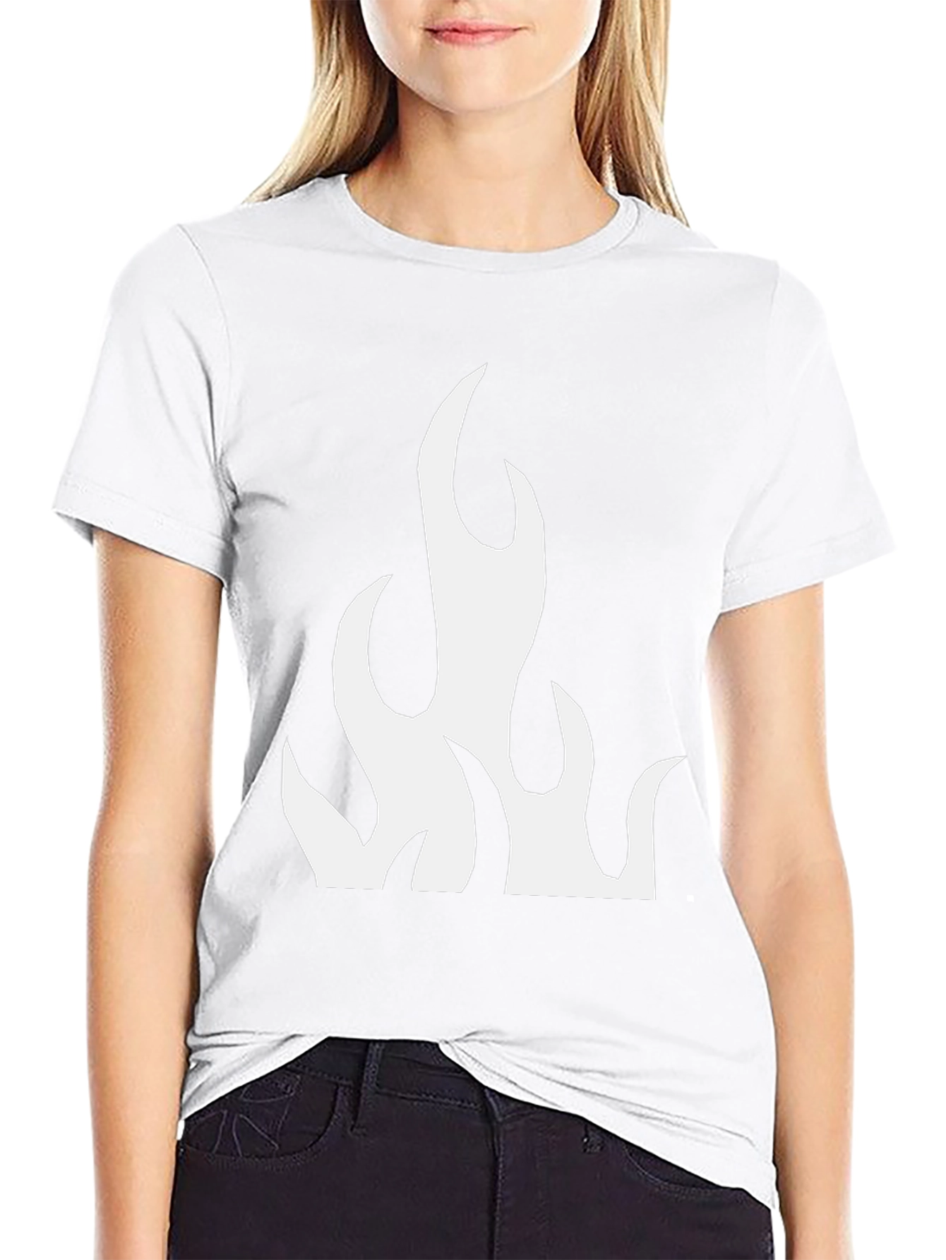 Black T-Shirt with Flame Graphic