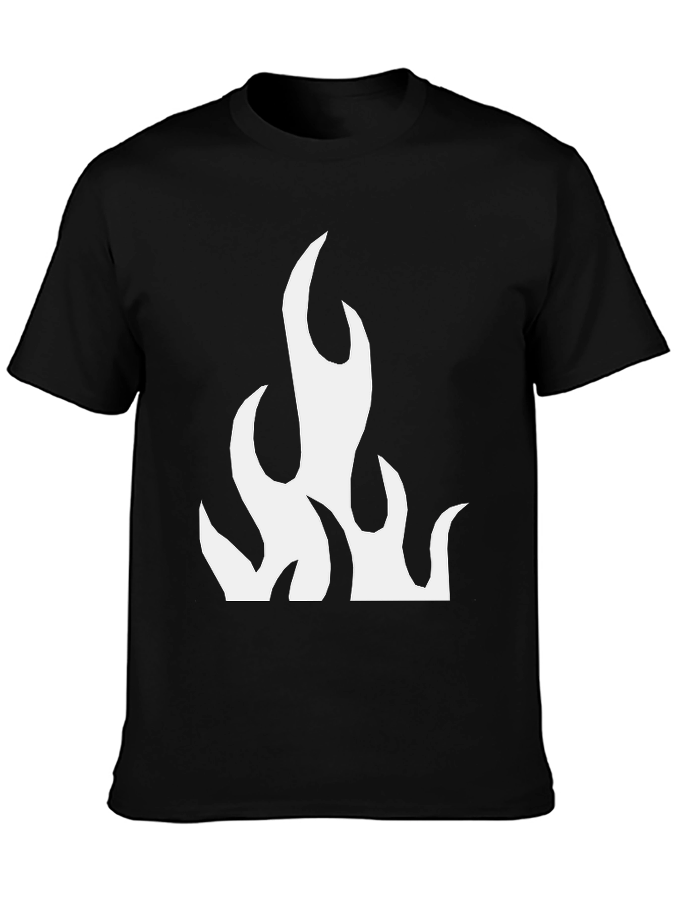 Black T-Shirt with Flame Graphic