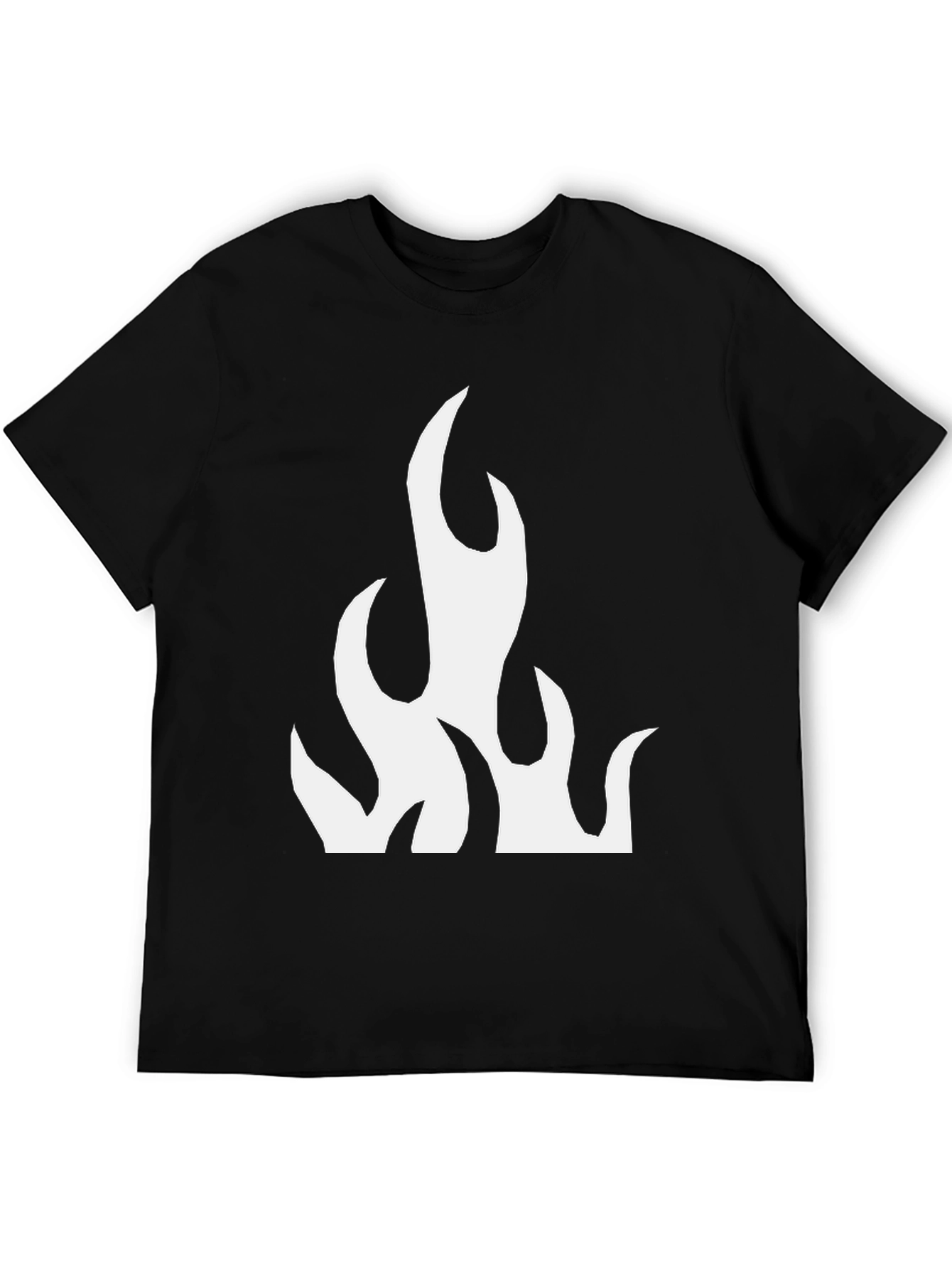 Black T-Shirt with Flame Graphic