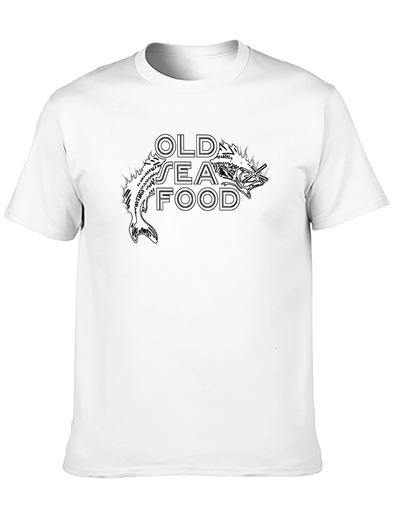 Old Seafood Graphic Tee -  Black Cotton T-Shirt