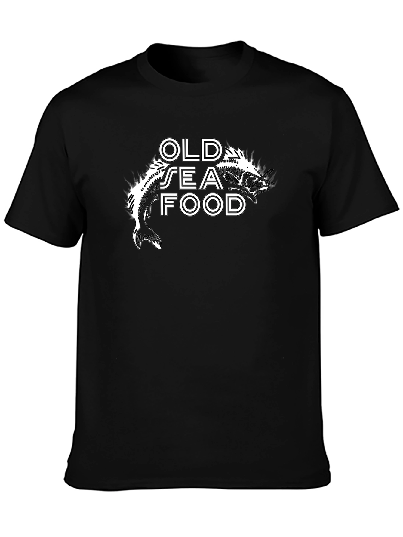 Old Seafood Graphic Tee -  Black Cotton T-Shirt