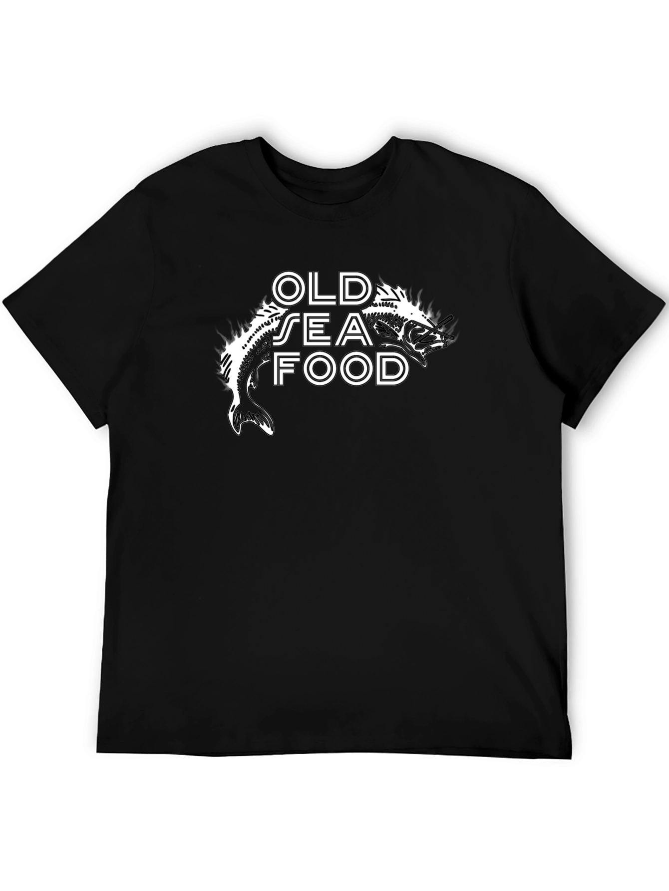 Old Seafood Graphic Tee -  Black Cotton T-Shirt