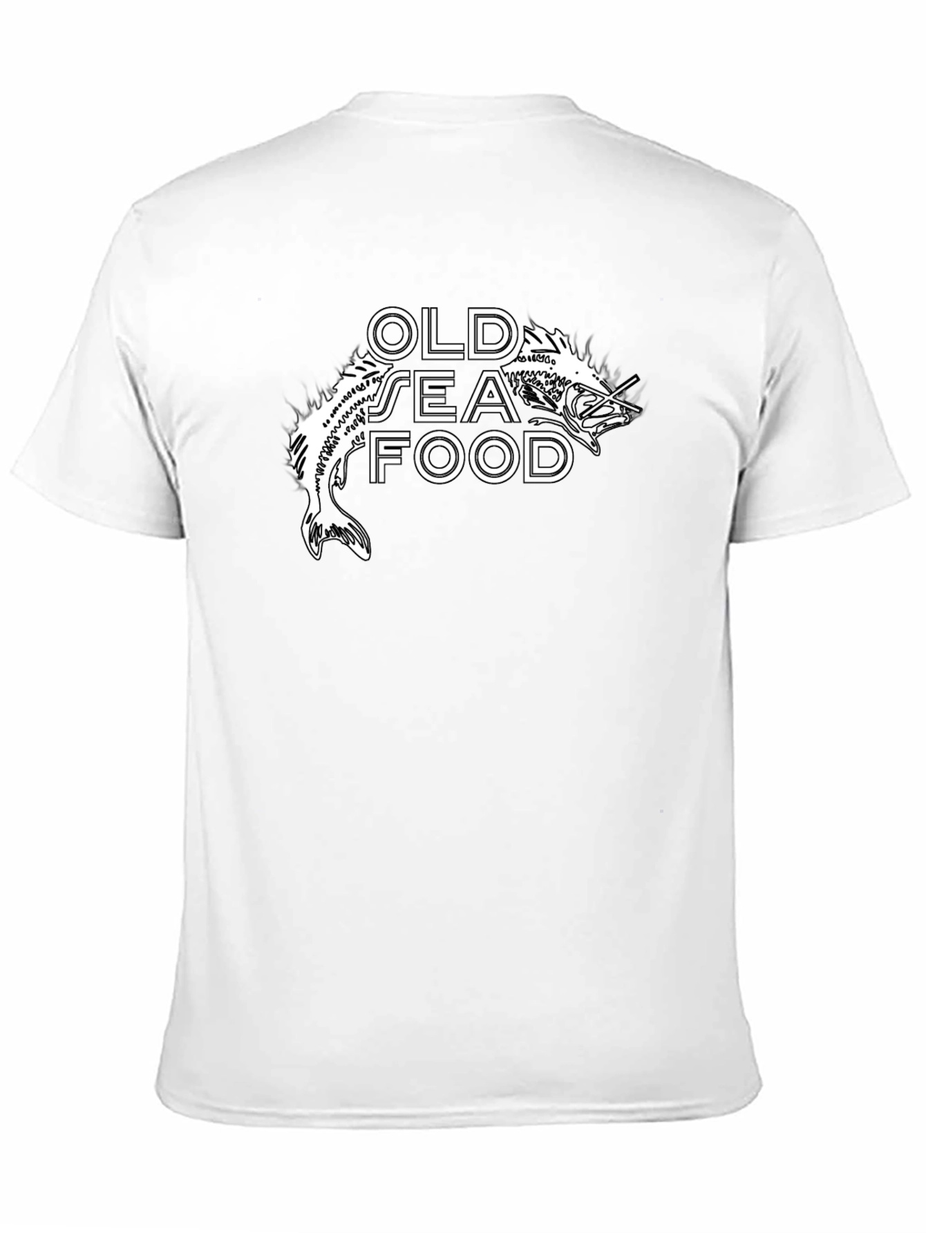 Old Seafood Graphic Tee -  Black Cotton T-Shirt