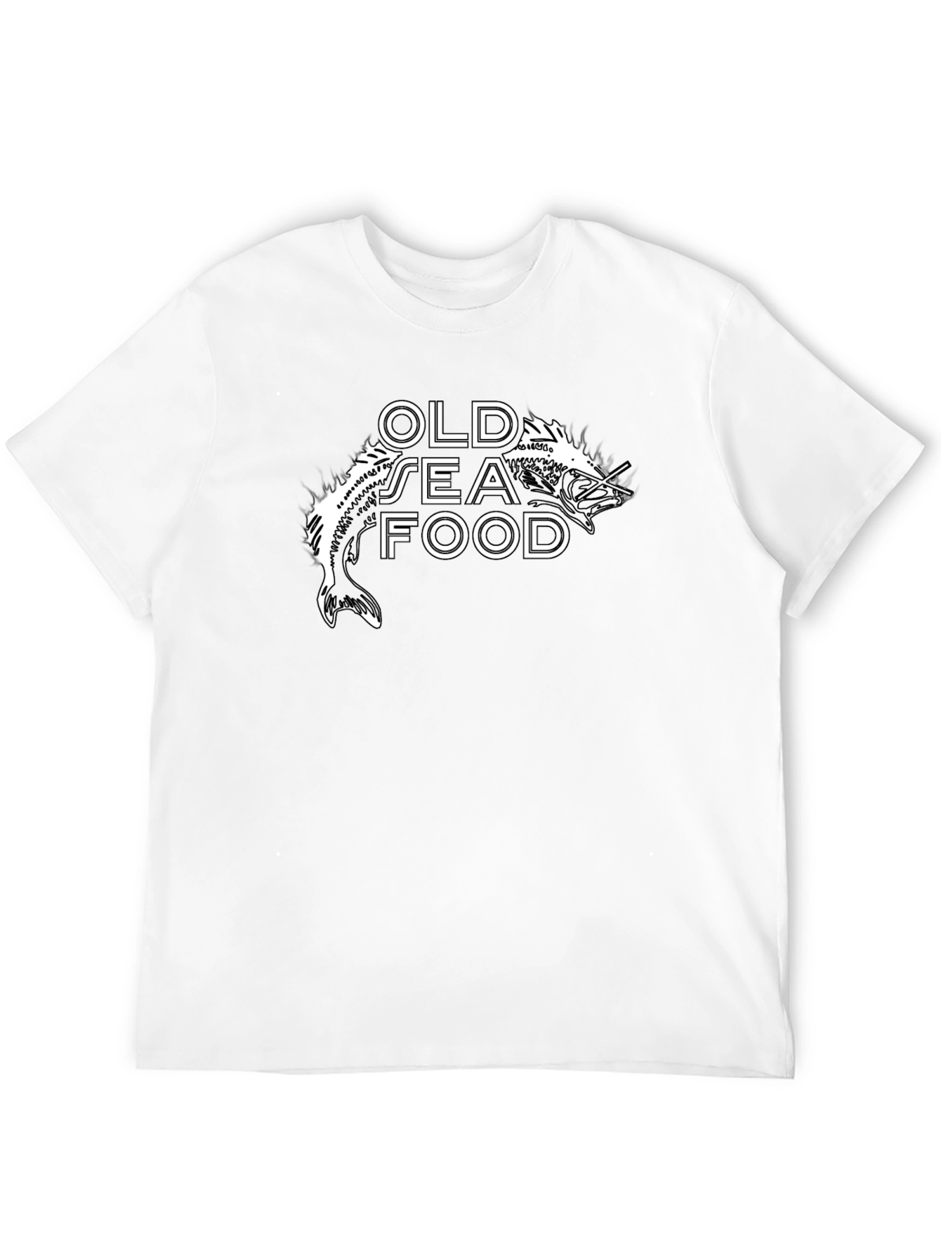 Old Seafood Graphic Tee -  Black Cotton T-Shirt