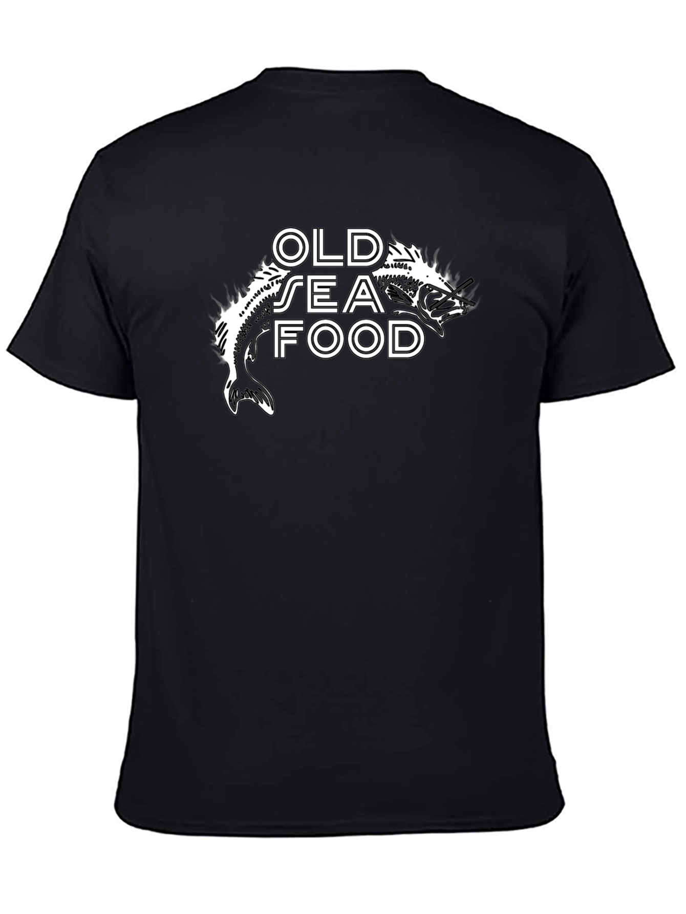 Old Seafood Graphic Tee -  Black Cotton T-Shirt