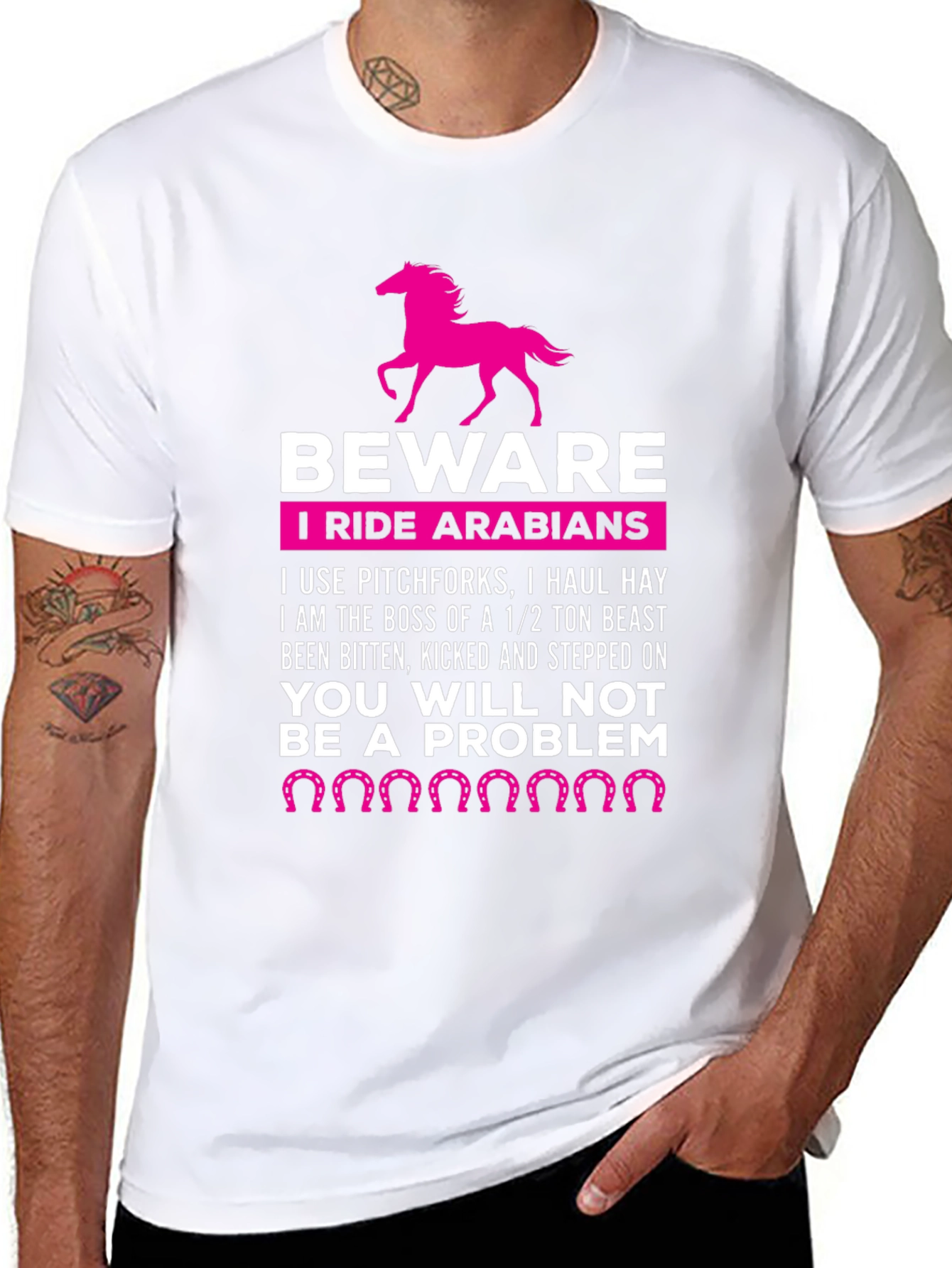 Beware I Ride Arabians Funny Horse T-Shirt