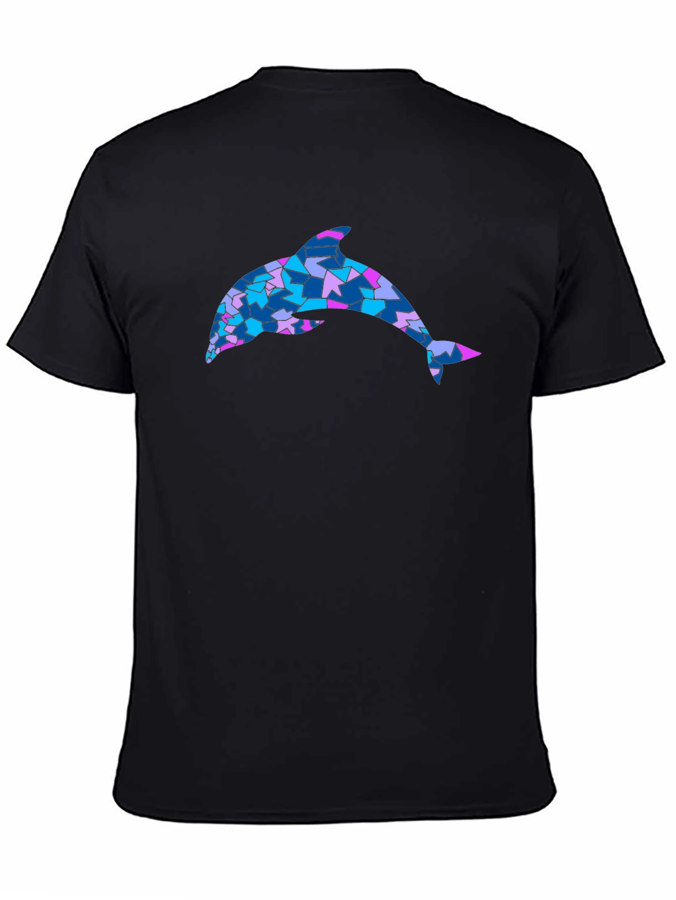 Mosaic Dolphin Graphic Tee - Black Cotton Blend