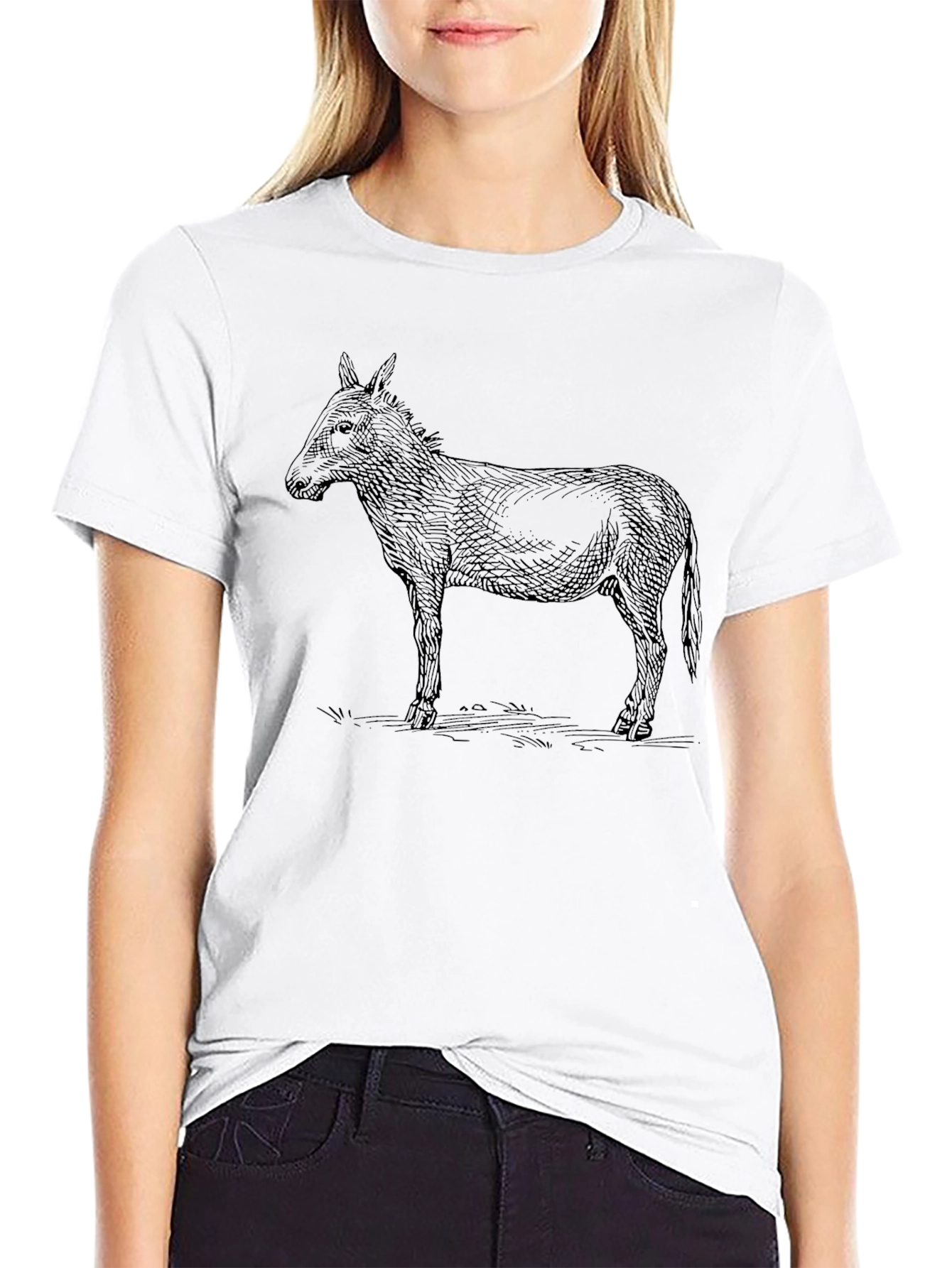Donkey Outline Graphic Tee - Black