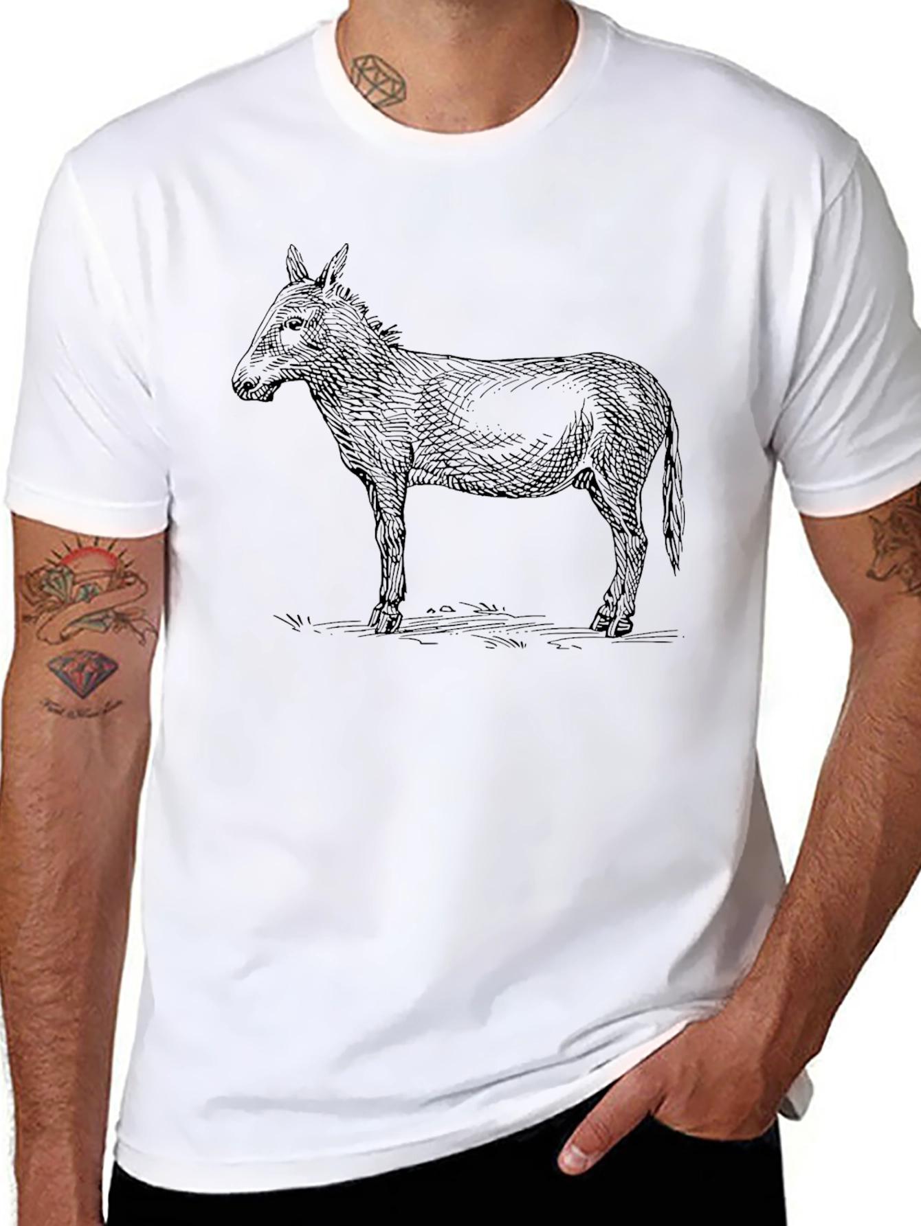 Donkey Outline Graphic Tee - Black