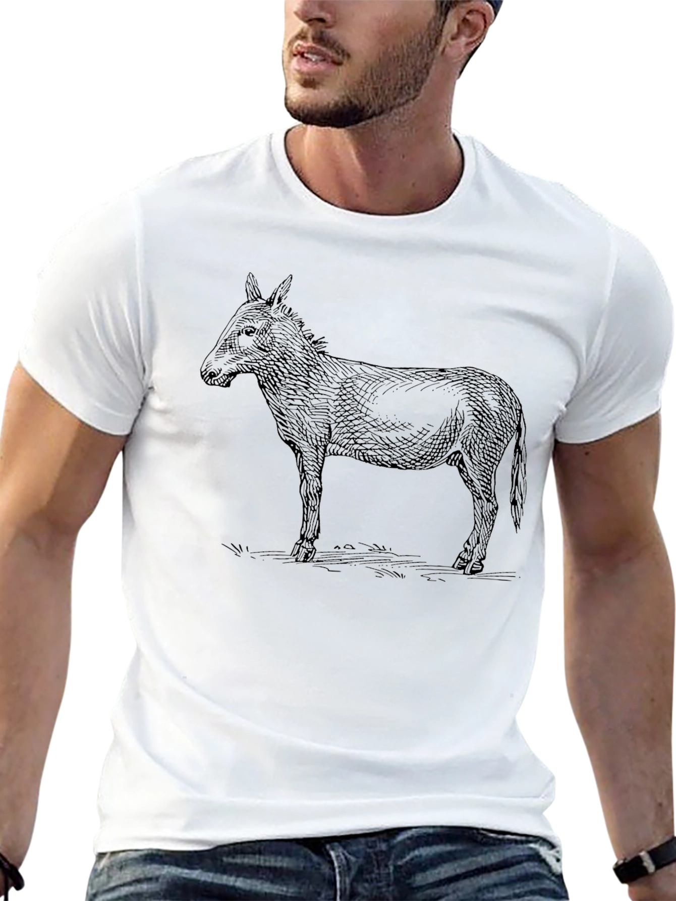 Donkey Outline Graphic Tee - Black