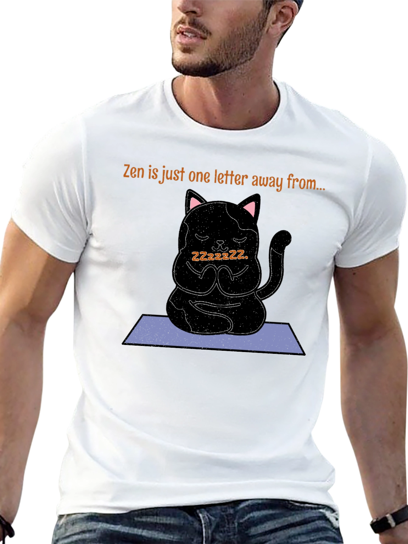 Zen Cat Nap T-Shirt - Meditating Kitten Tee