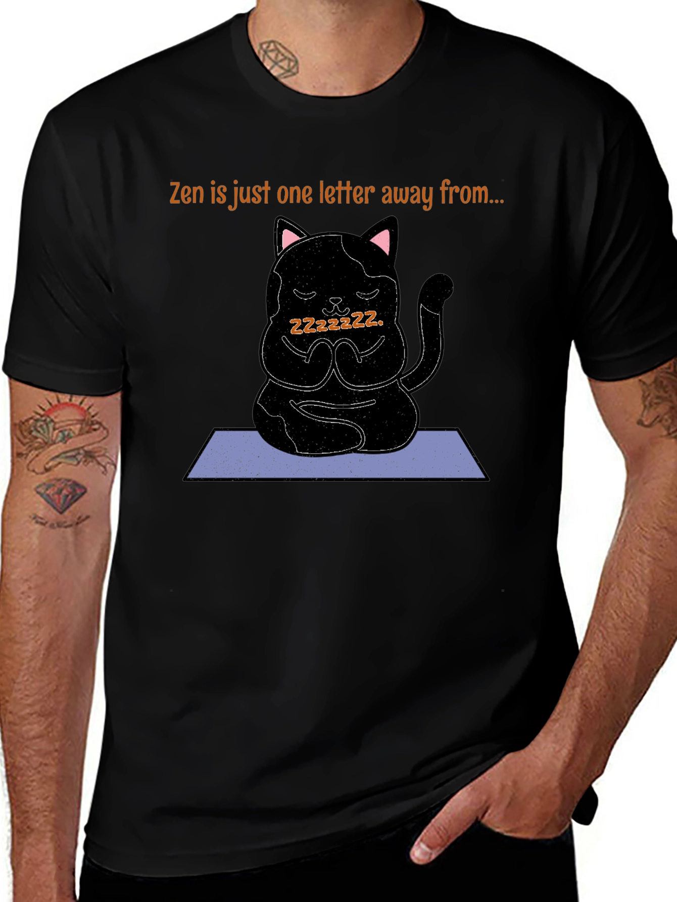 Zen Cat Nap T-Shirt - Meditating Kitten Tee