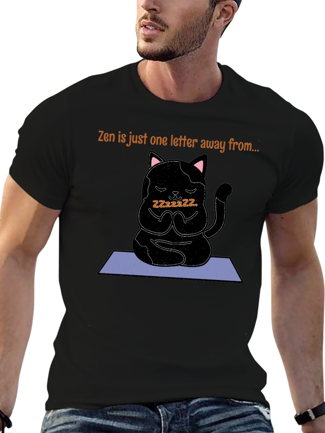 Zen Cat Nap T-Shirt - Meditating Kitten Tee