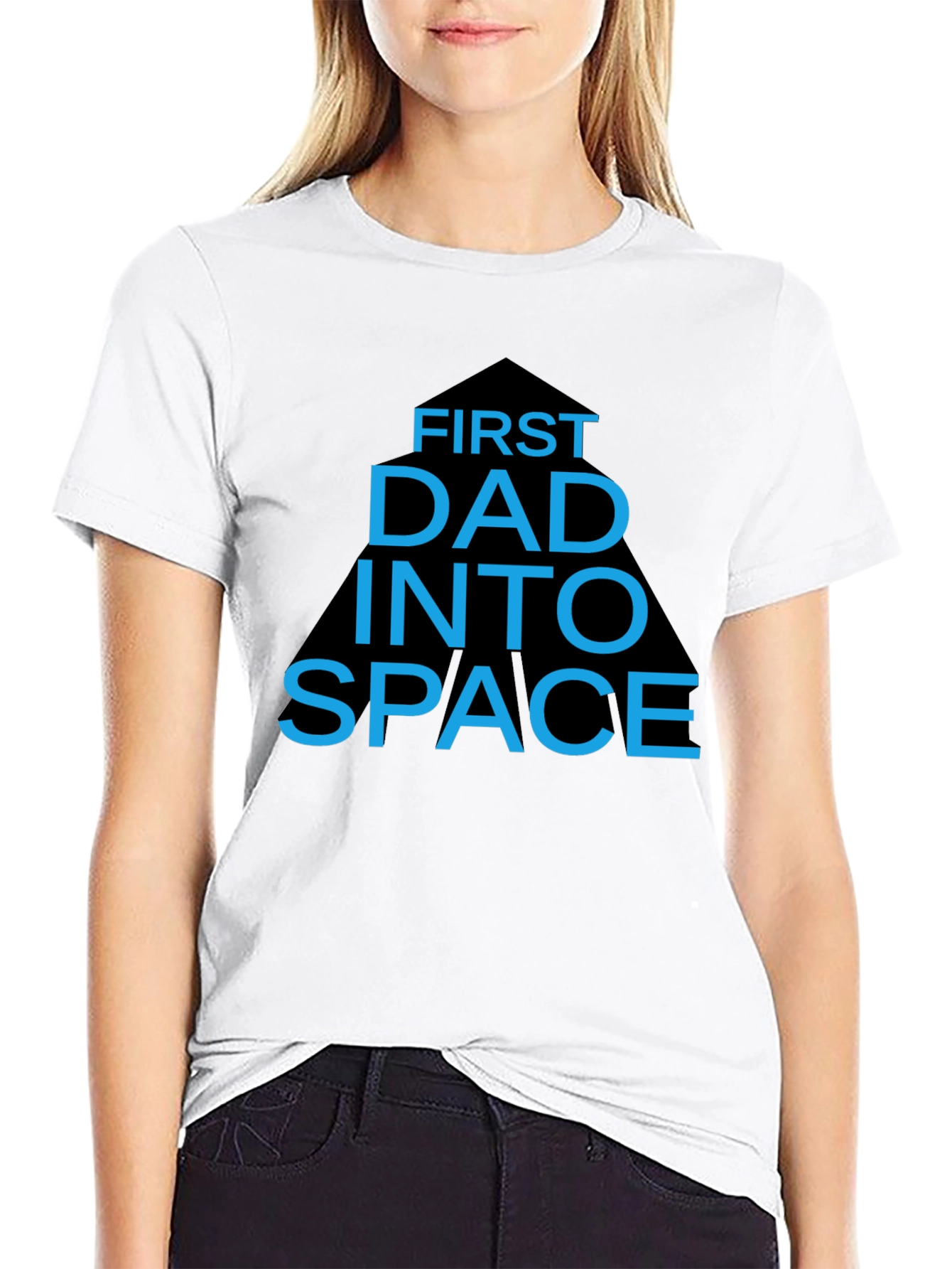 First Dad into Space T-Shirt - Black Novelty Tee