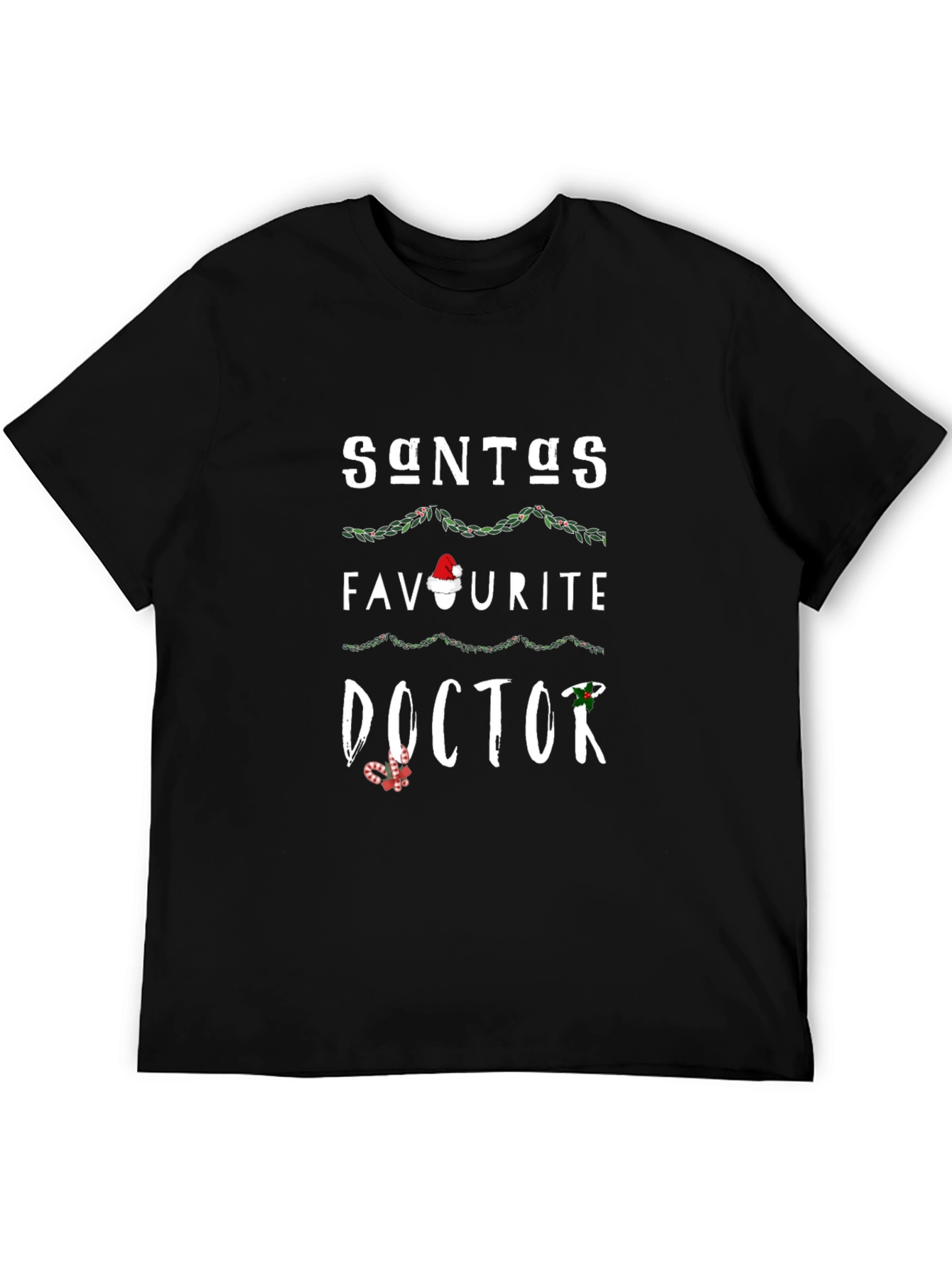 Santas Favorite Doctor Black T-Shirt