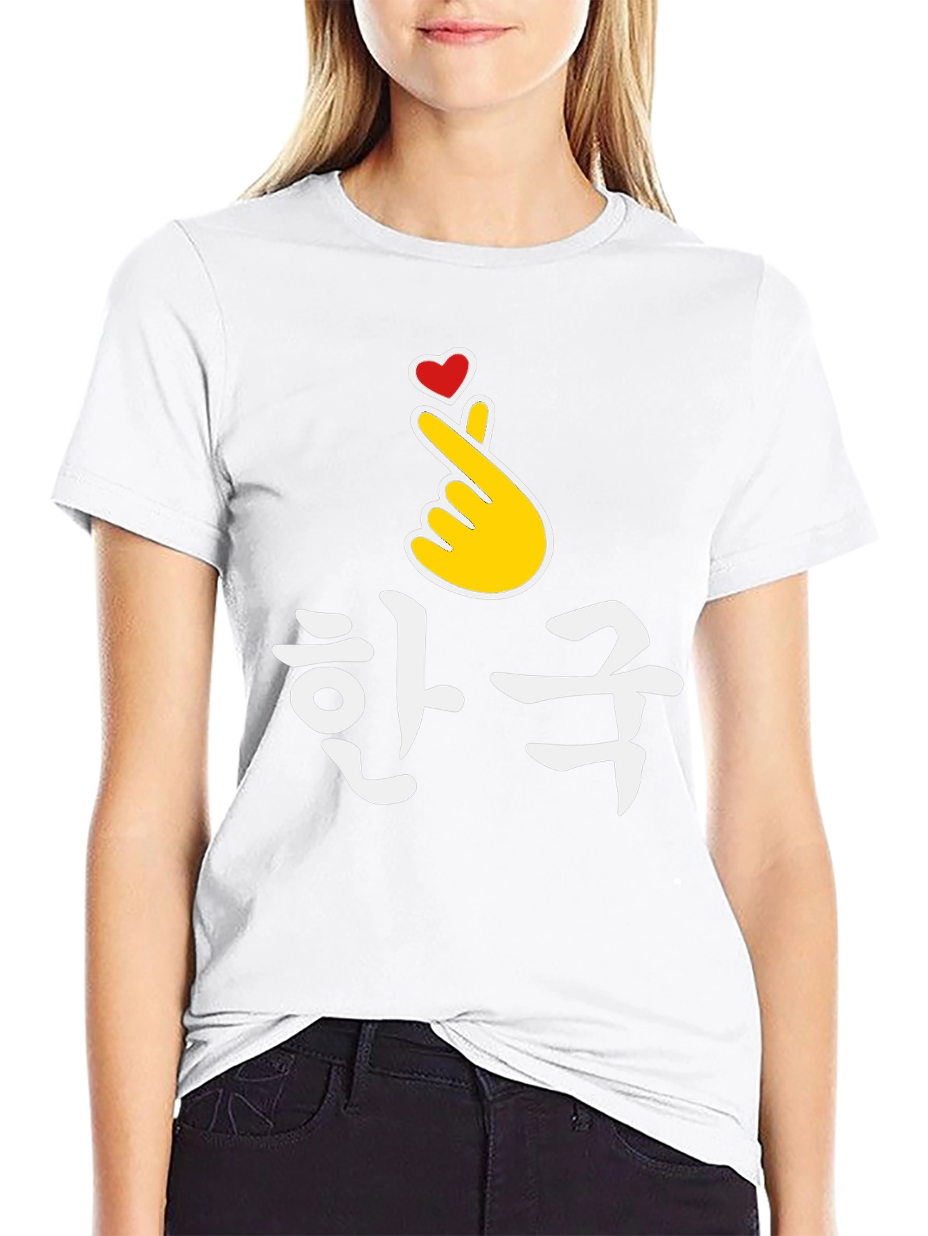 Korean Finger Heart T-Shirt - K-Pop Love