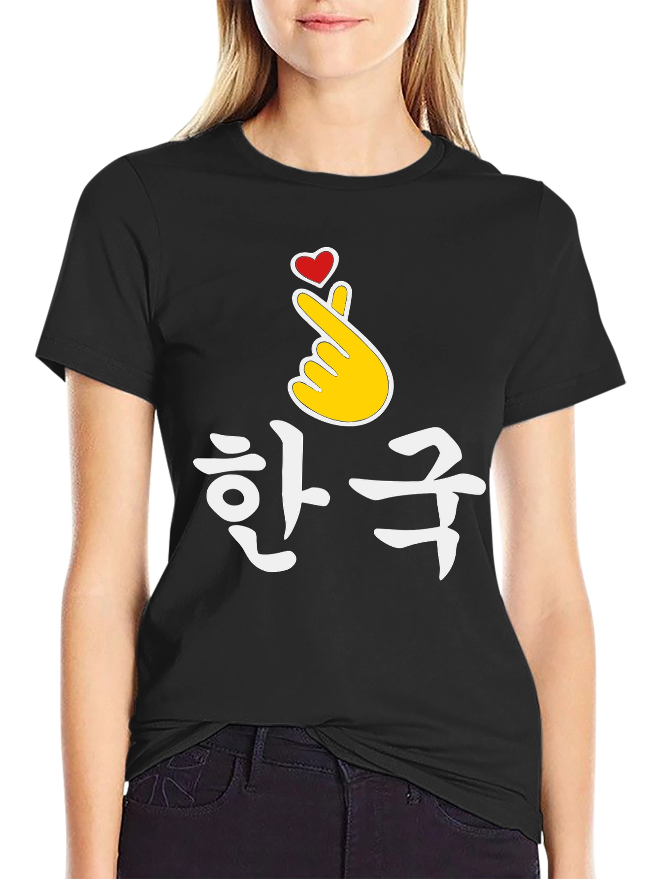 Korean Finger Heart T-Shirt - K-Pop Love
