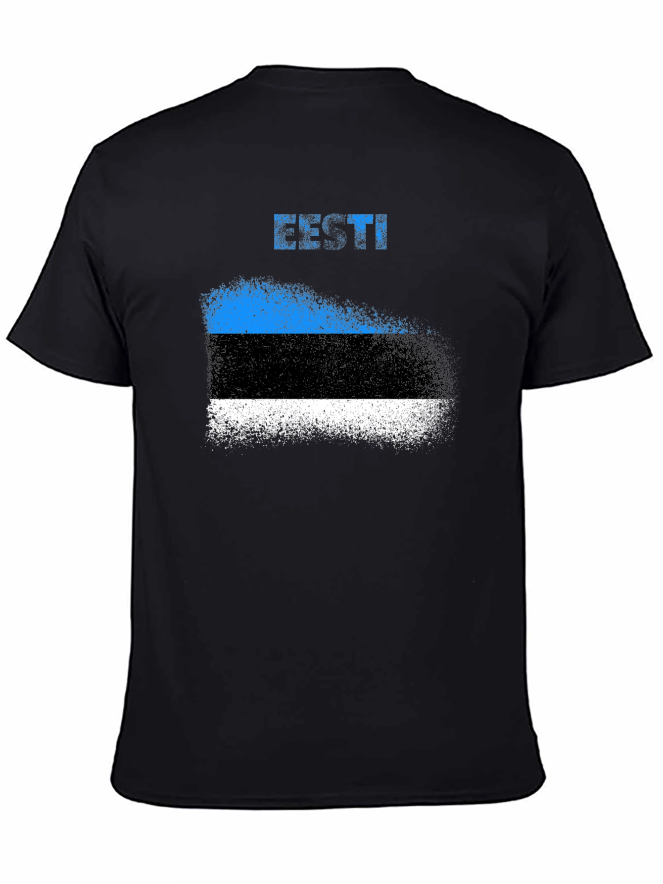 Estonia Flag Grunge T-Shirt - Black