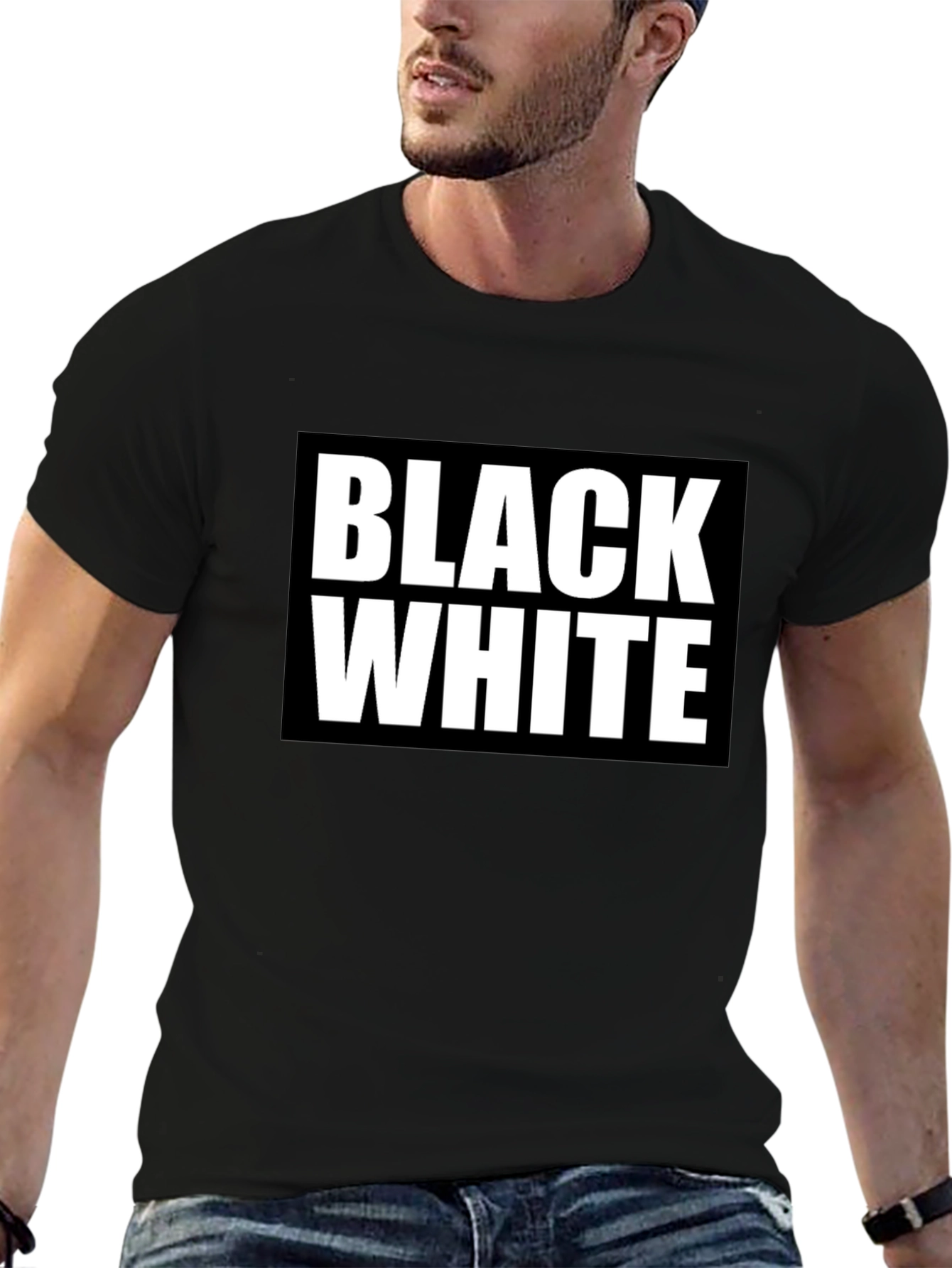 Black & White Graphic Tee - Bold Contrast Design